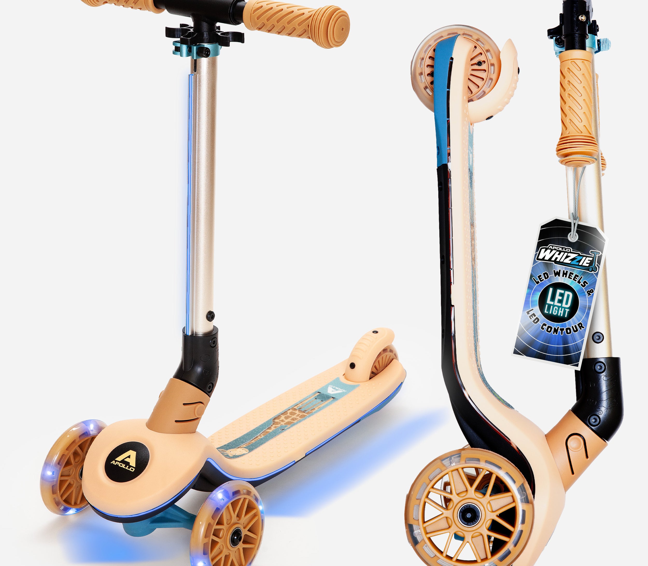 Apollo Funsport Nederland Apollo Whizzie LED kinderstep, opvouwbare kinderstep Giraf