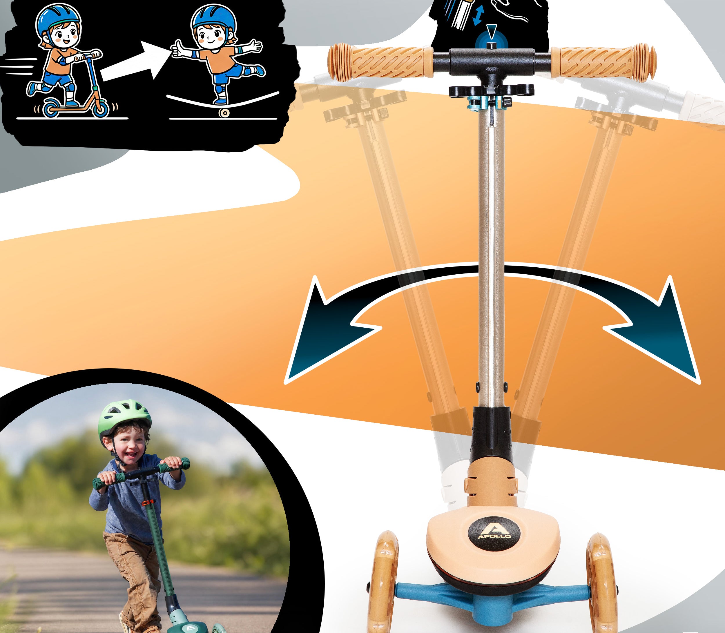 Apollo Funsport Nederland Apollo Whizzie LED kinderstep, opvouwbare kinderstep Giraf
