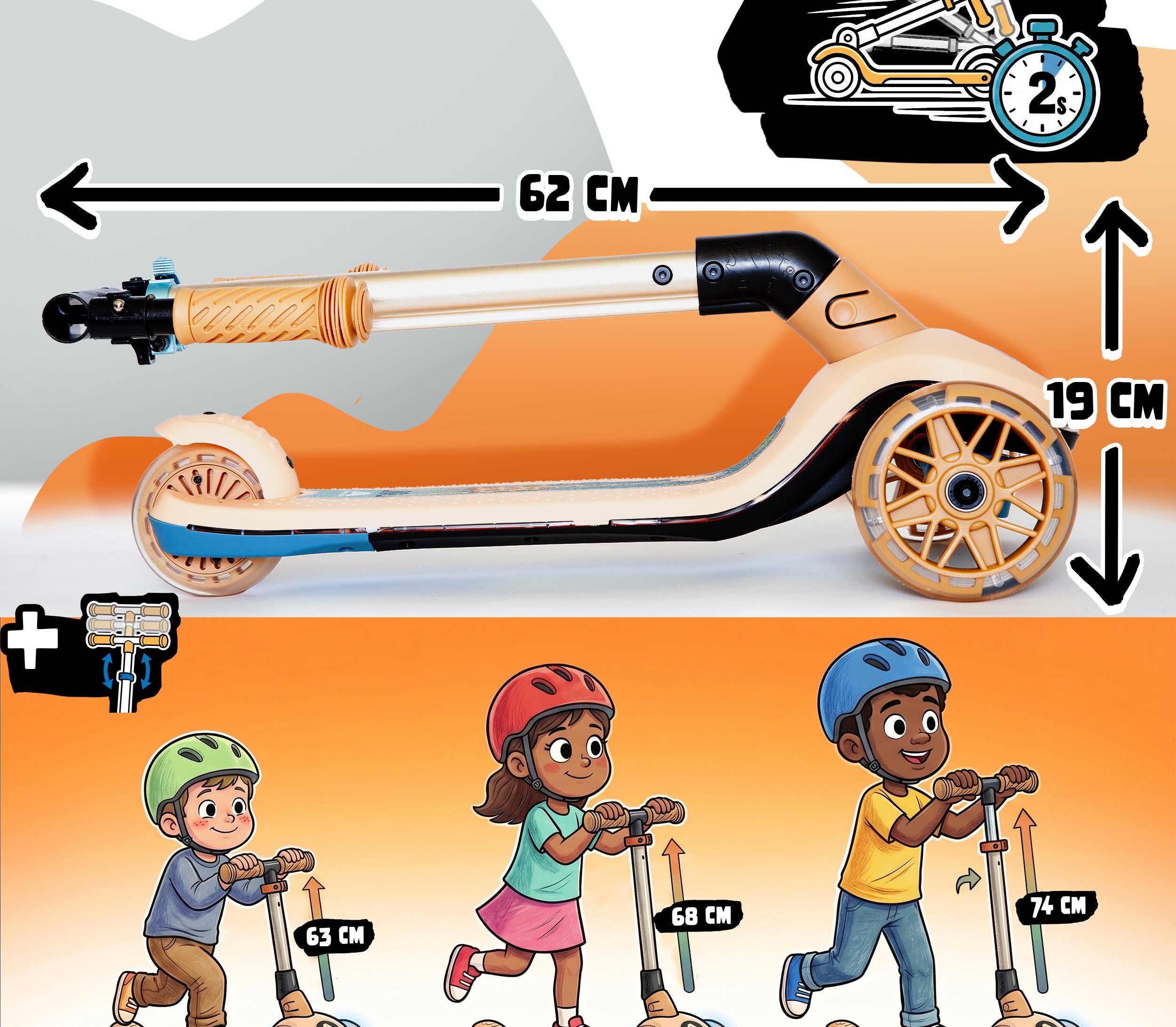 Apollo Funsport Nederland Apollo Whizzie LED kinderstep, opvouwbare kinderstep Giraf