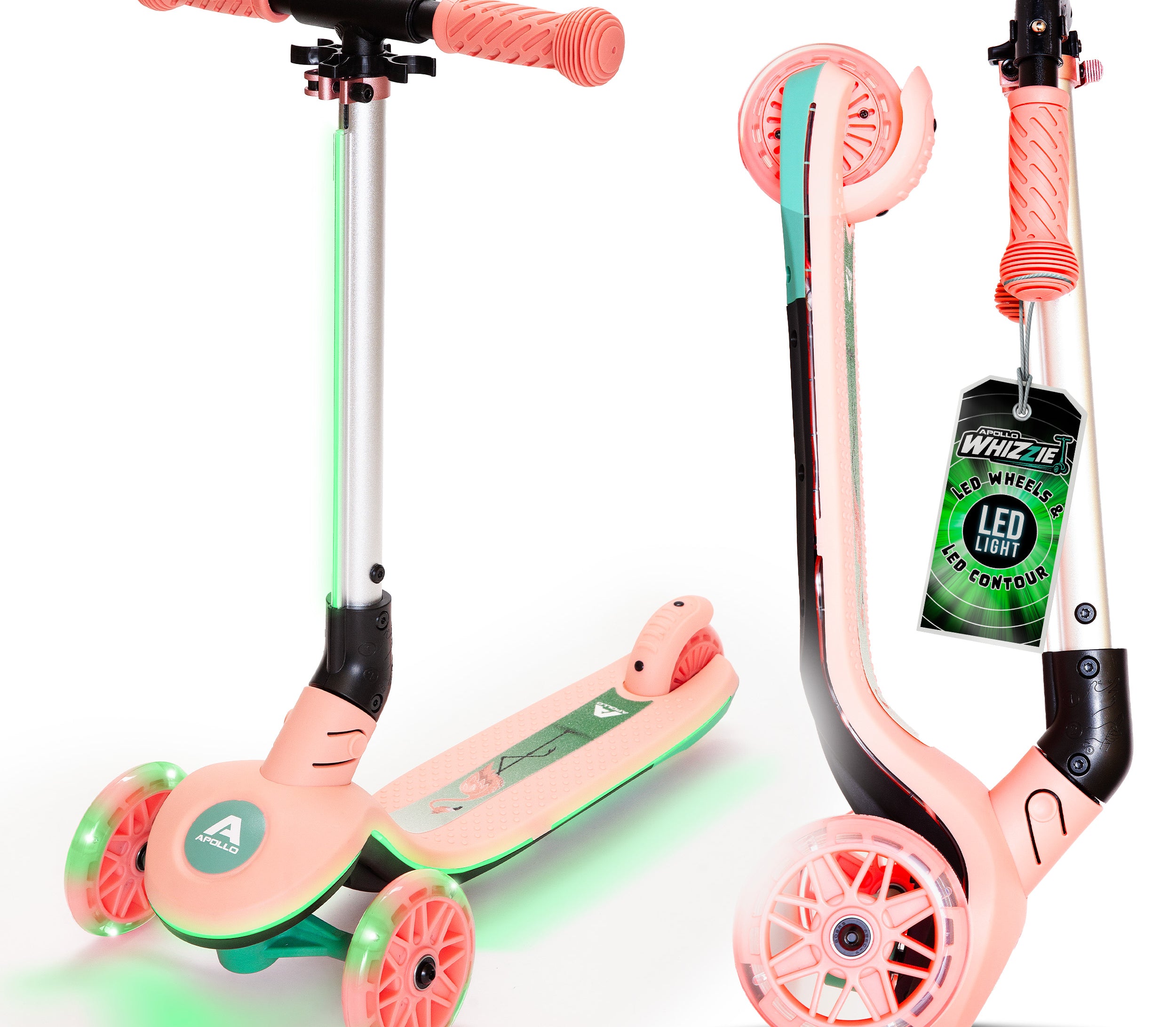 Apollo Funsport Nederland Apollo Whizzie LED kinderstep, opvouwbare kinderstep Flamingo