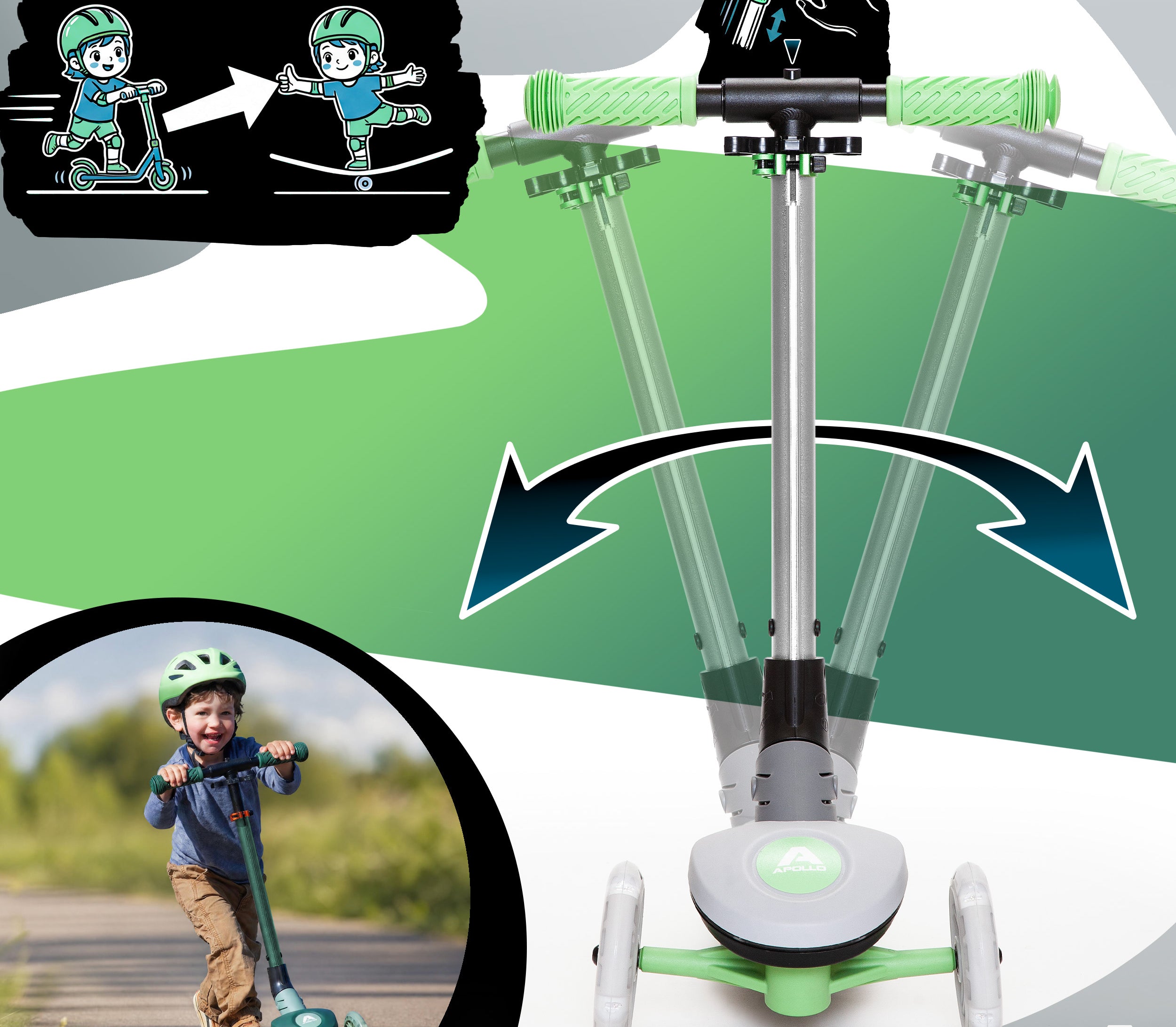 Apollo Funsport Nederland Apollo Whizzie LED kinderstep, opvouwbare kinderstep Kat