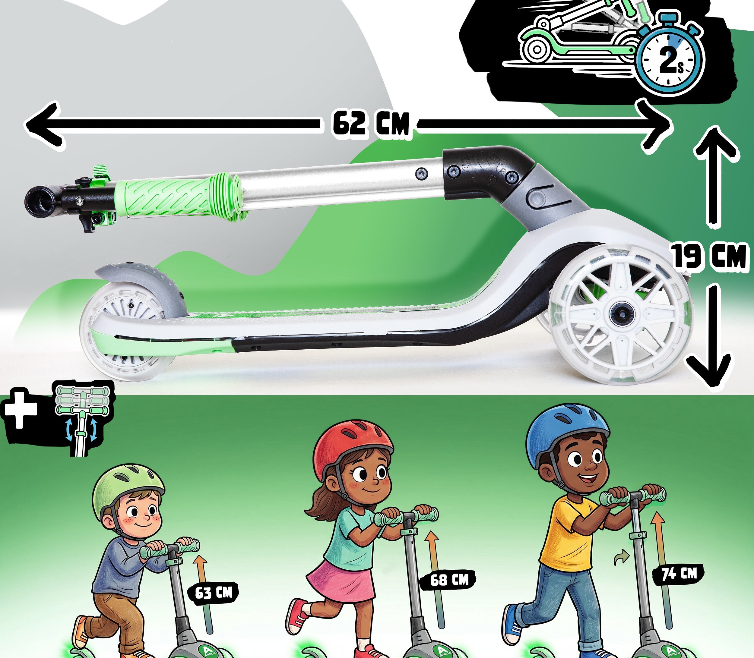 Apollo Funsport Nederland Apollo Whizzie LED kinderstep, opvouwbare kinderstep Kat