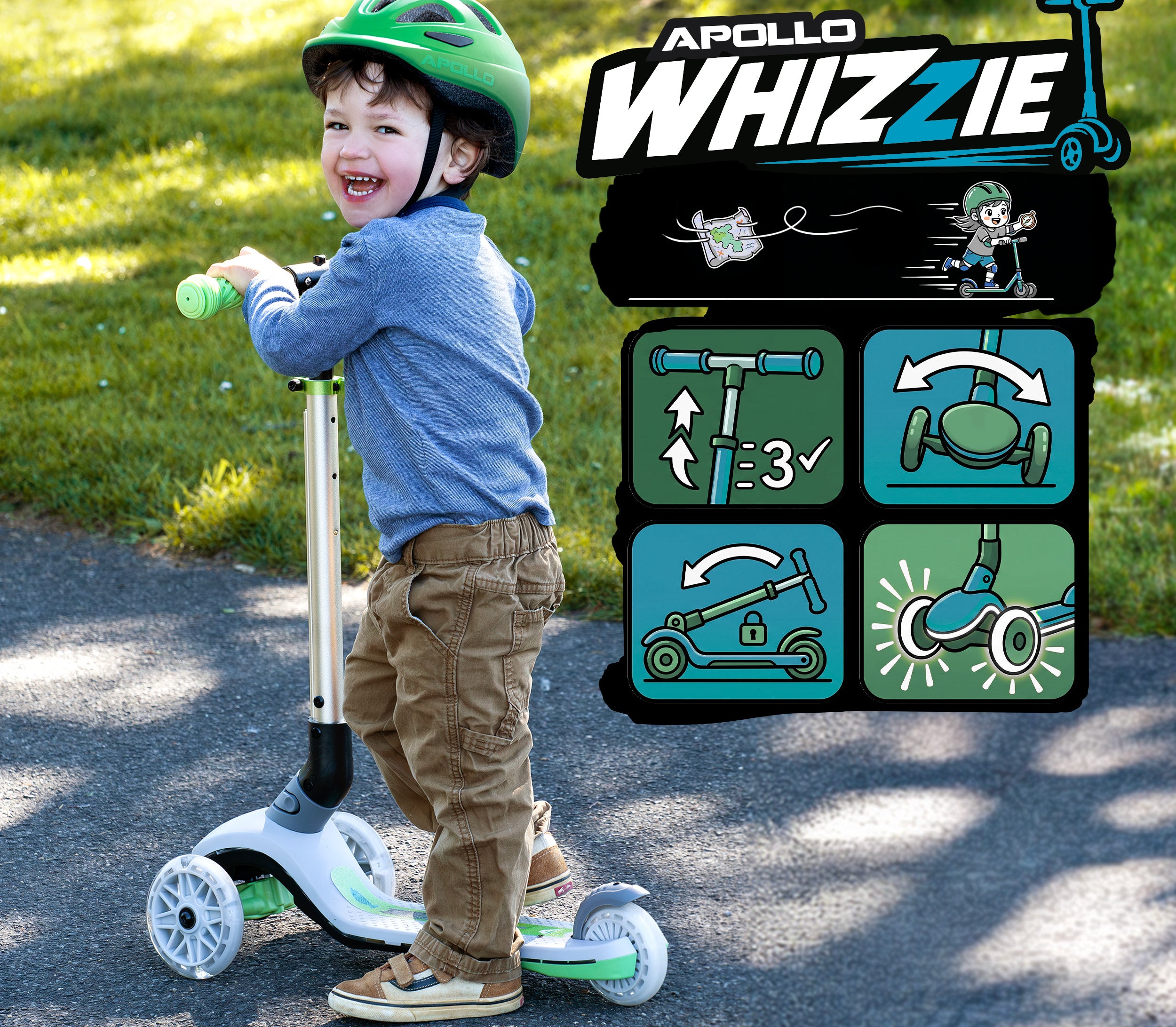 Apollo Funsport Nederland Apollo Whizzie LED kinderstep, opvouwbare kinderstep Kat