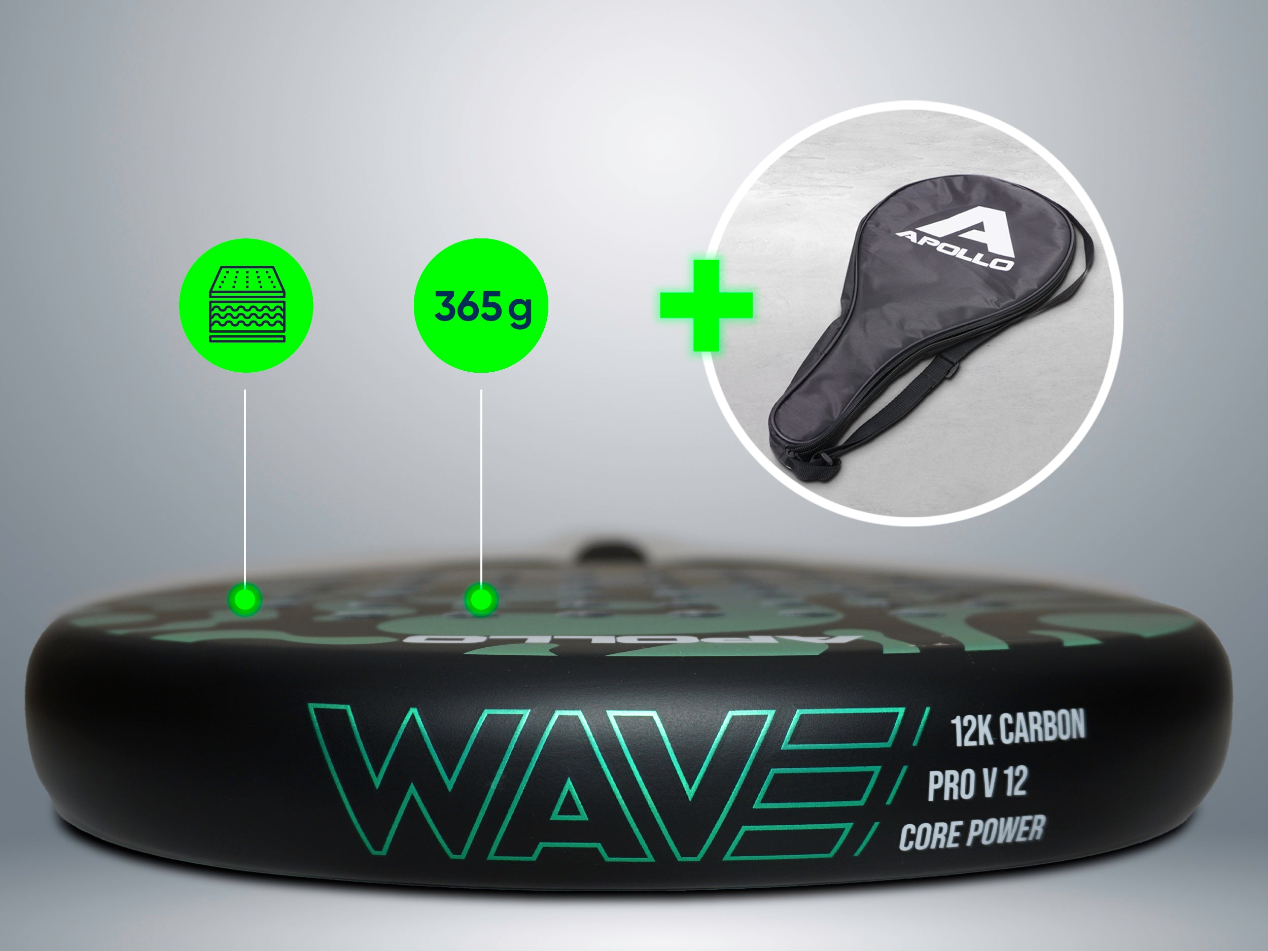 Apollo Funsport Nederland Apollo 12K Wave Padelracket Mint Blue