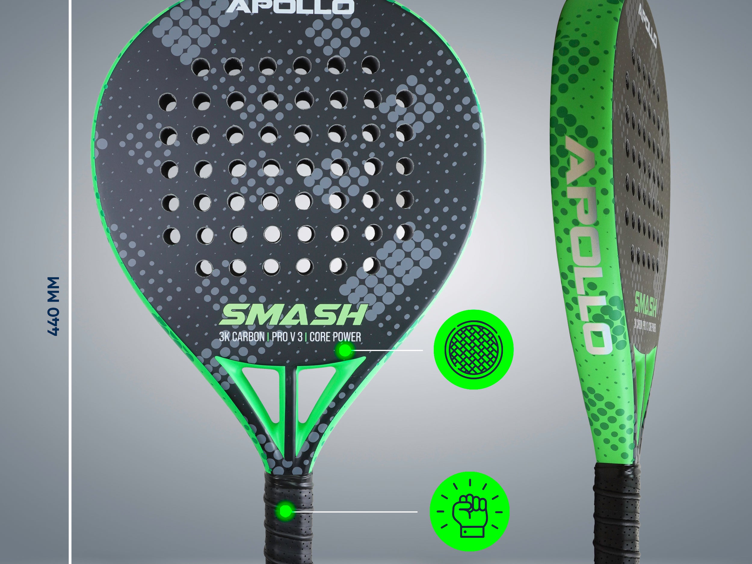 Apollo Funsport Nederland Apollo 3K Smash Padelracket Green