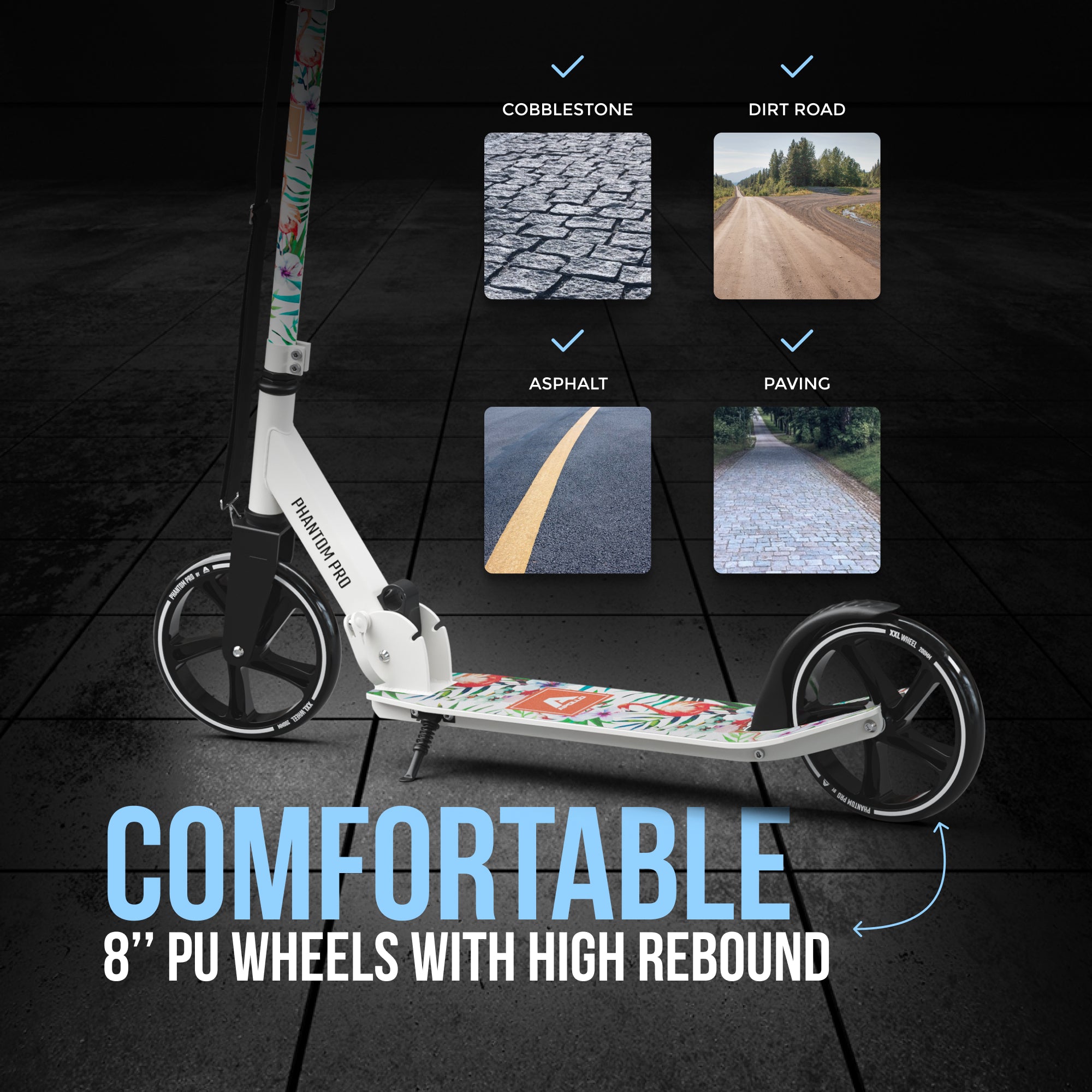 Apollo 'Phantom Pro' Opvouwbare en in hoogte verstelbare stadsscooter Flamingo