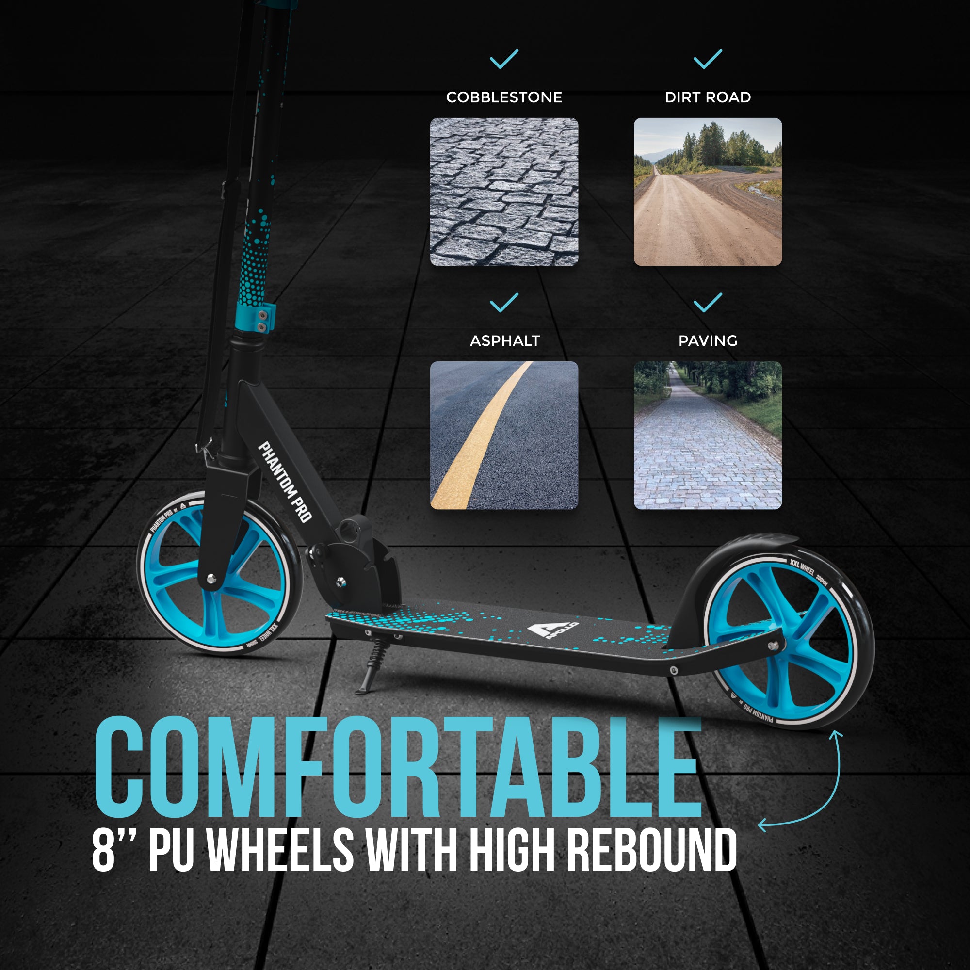 Apollo 'Phantom Pro' Opvouwbare en in hoogte verstelbare stadsscooter Blauw