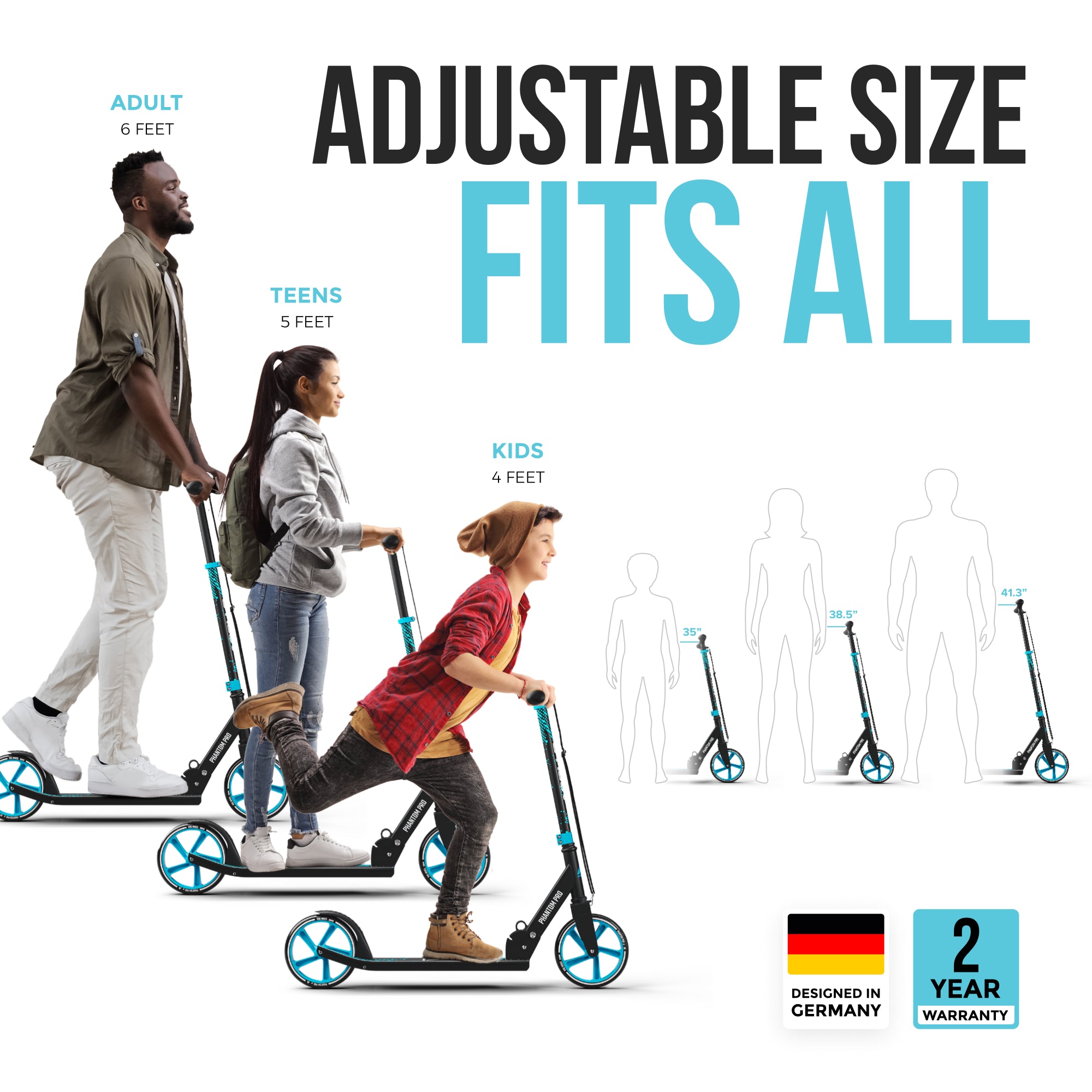 Apollo 'Phantom Pro' Opvouwbare en in hoogte verstelbare stadsscooter Blauw