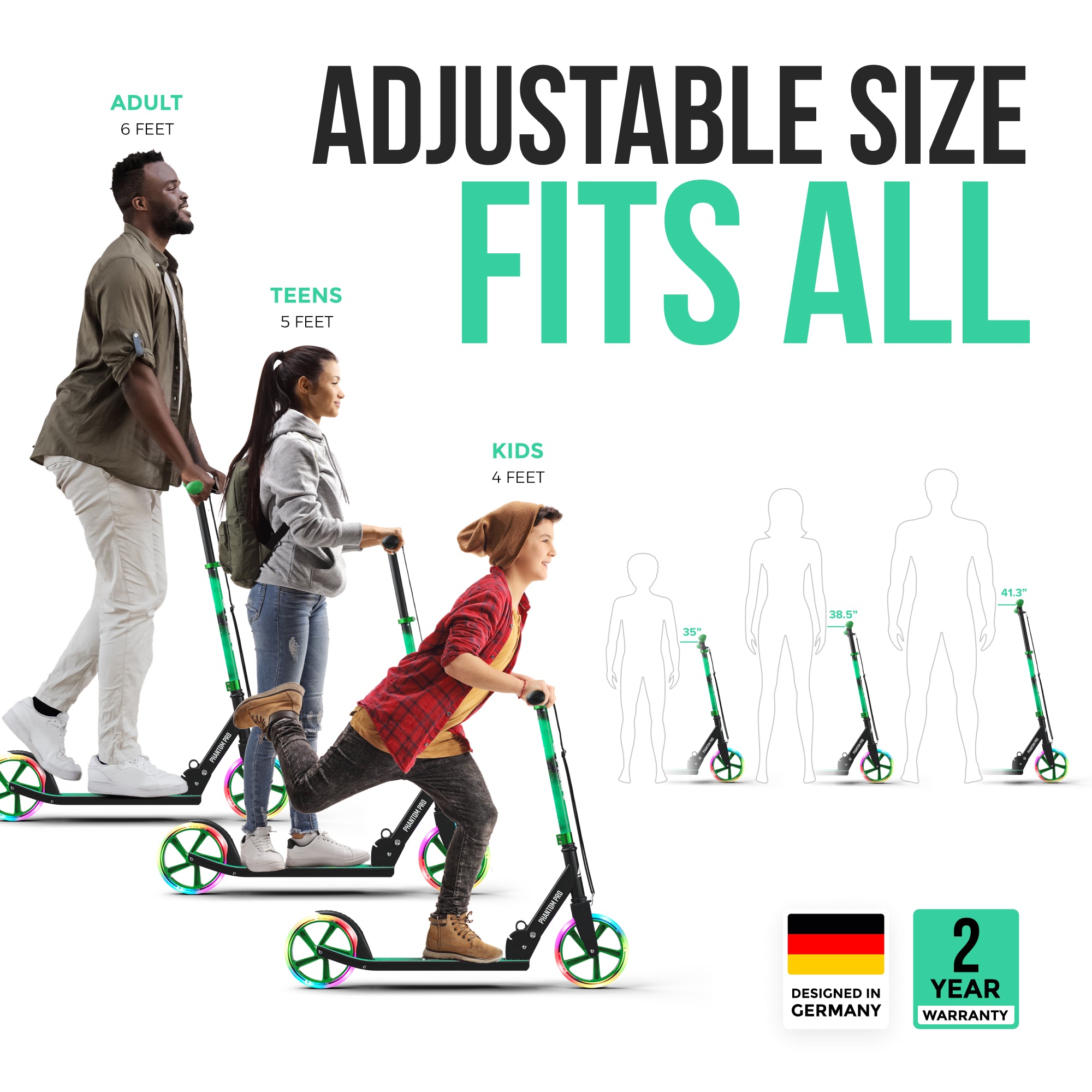 Apollo 'Phantom Pro' Opvouwbare en in hoogte verstelbare stadsscooter Meteor