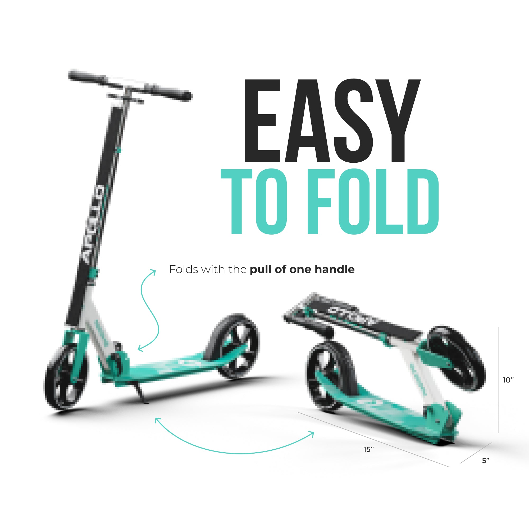 Apollo 'Phantom Pro' Opvouwbare en in hoogte verstelbare stadsscooter Mint