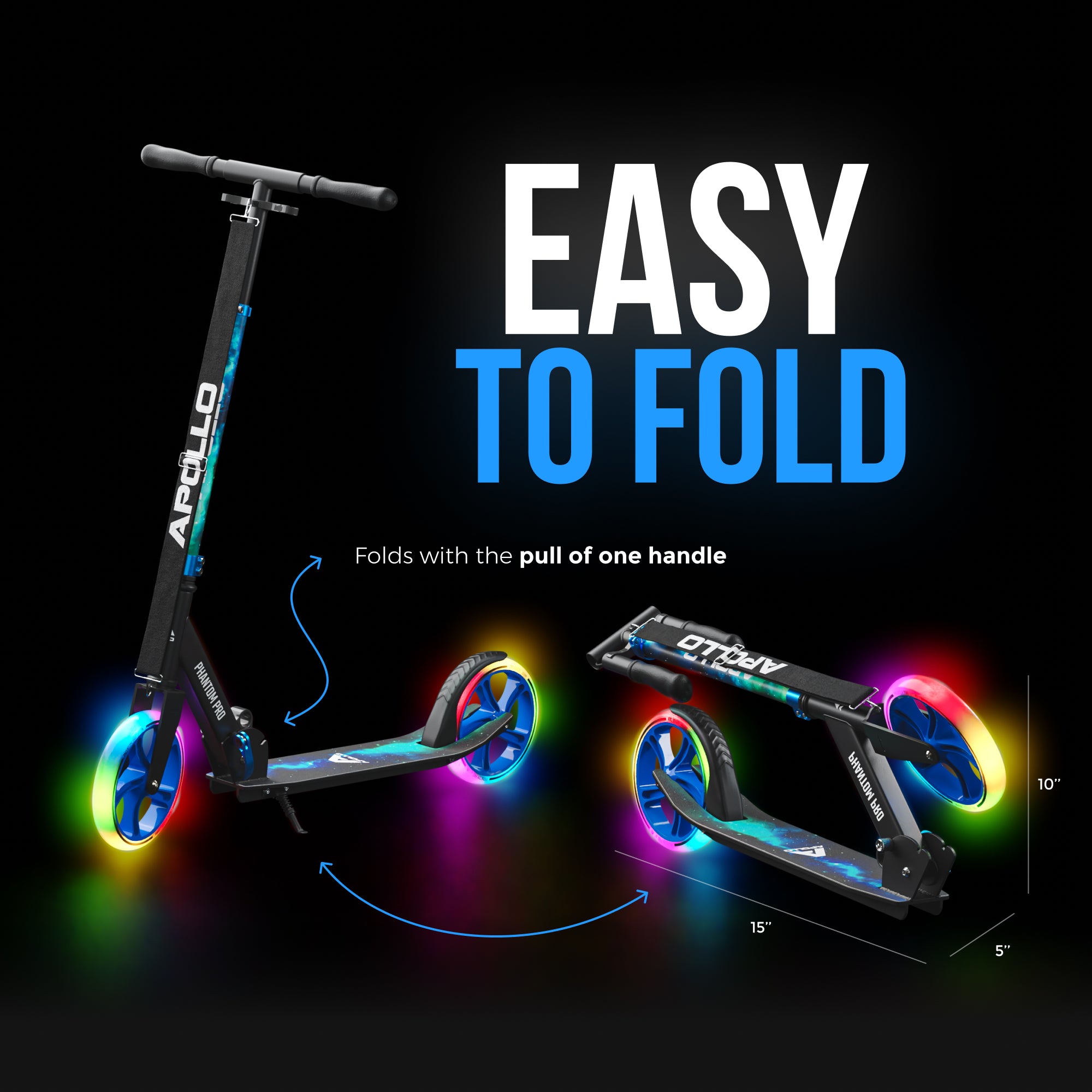 Apollo 'Phantom Pro' Opvouwbare en in hoogte verstelbare stadsscooter Universe