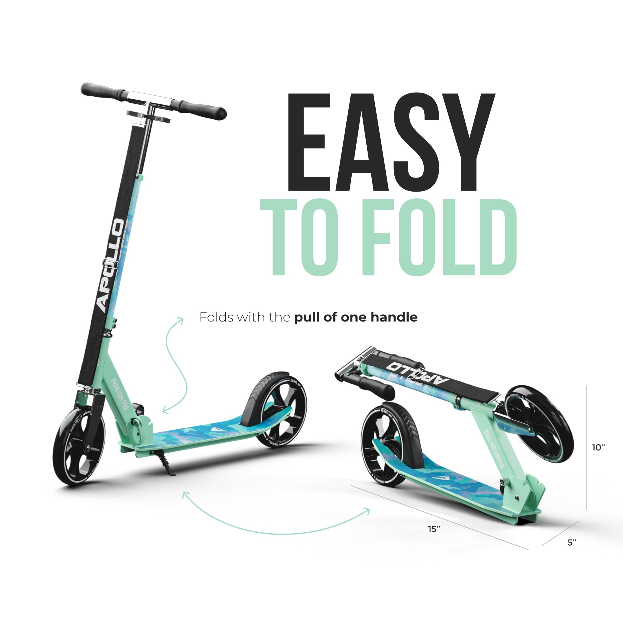 Apollo 'Phantom Pro' Opvouwbare en in hoogte verstelbare stadsscooter Watercolor