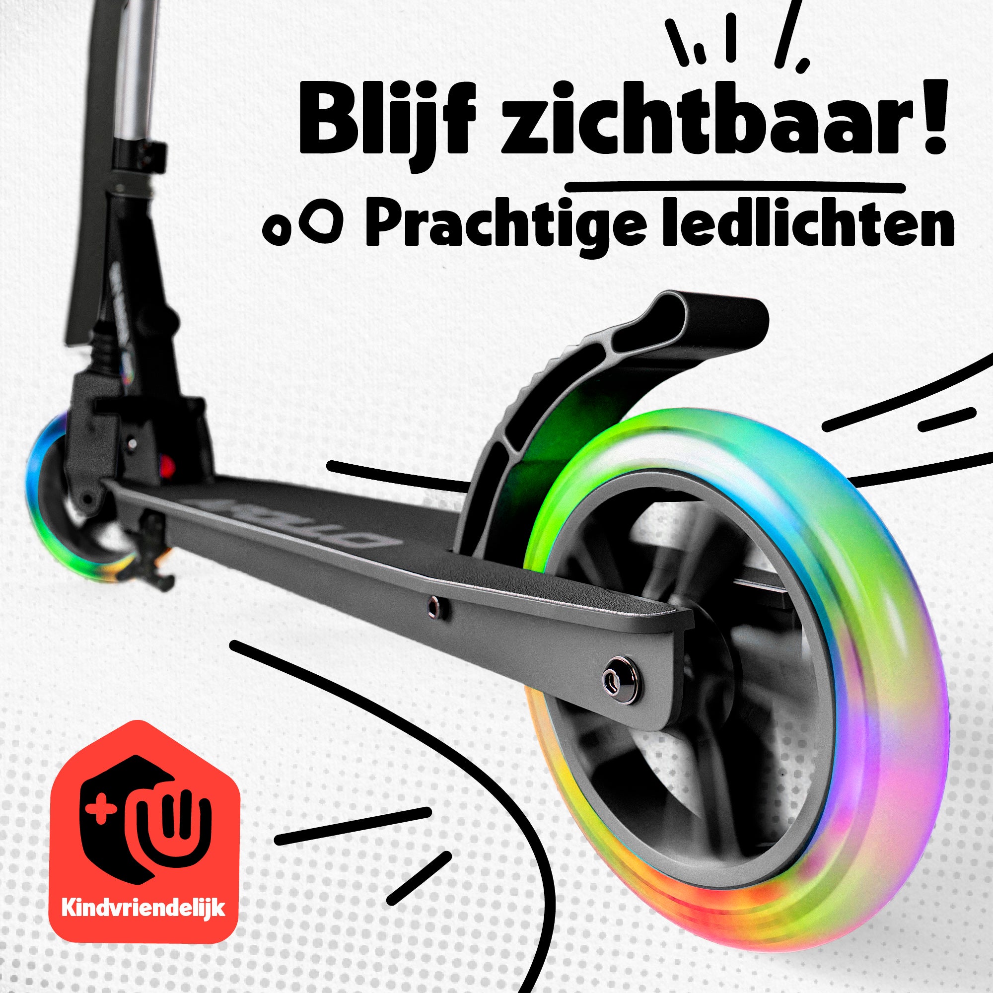 Apollo 145 mm City-Scooter met Vering "Skyracer" opvouwbaar en in hoogte verstelbaar Zwart