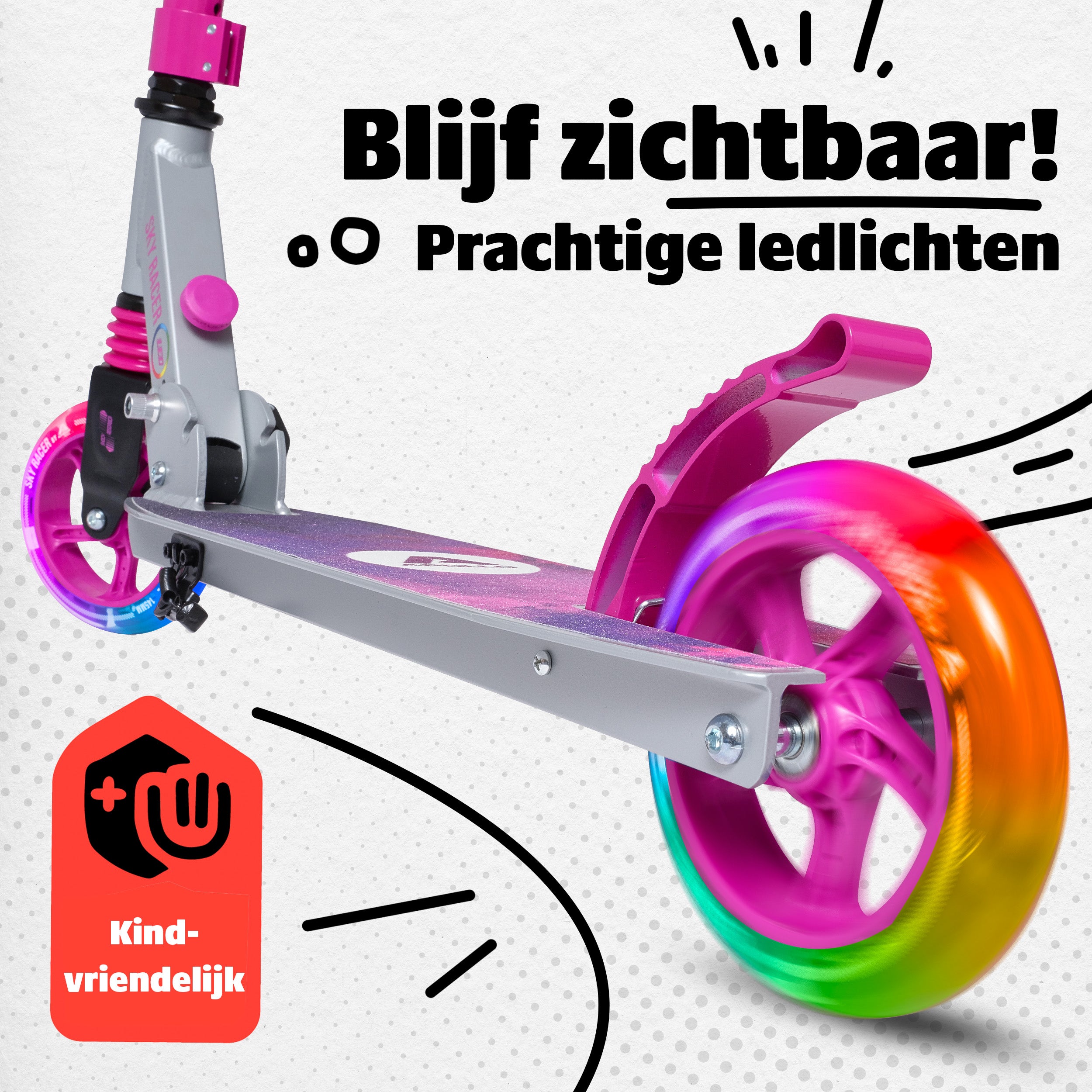 Apollo 145 mm City-Scooter met Vering "Skyracer" opvouwbaar en in hoogte verstelbaar Starlight