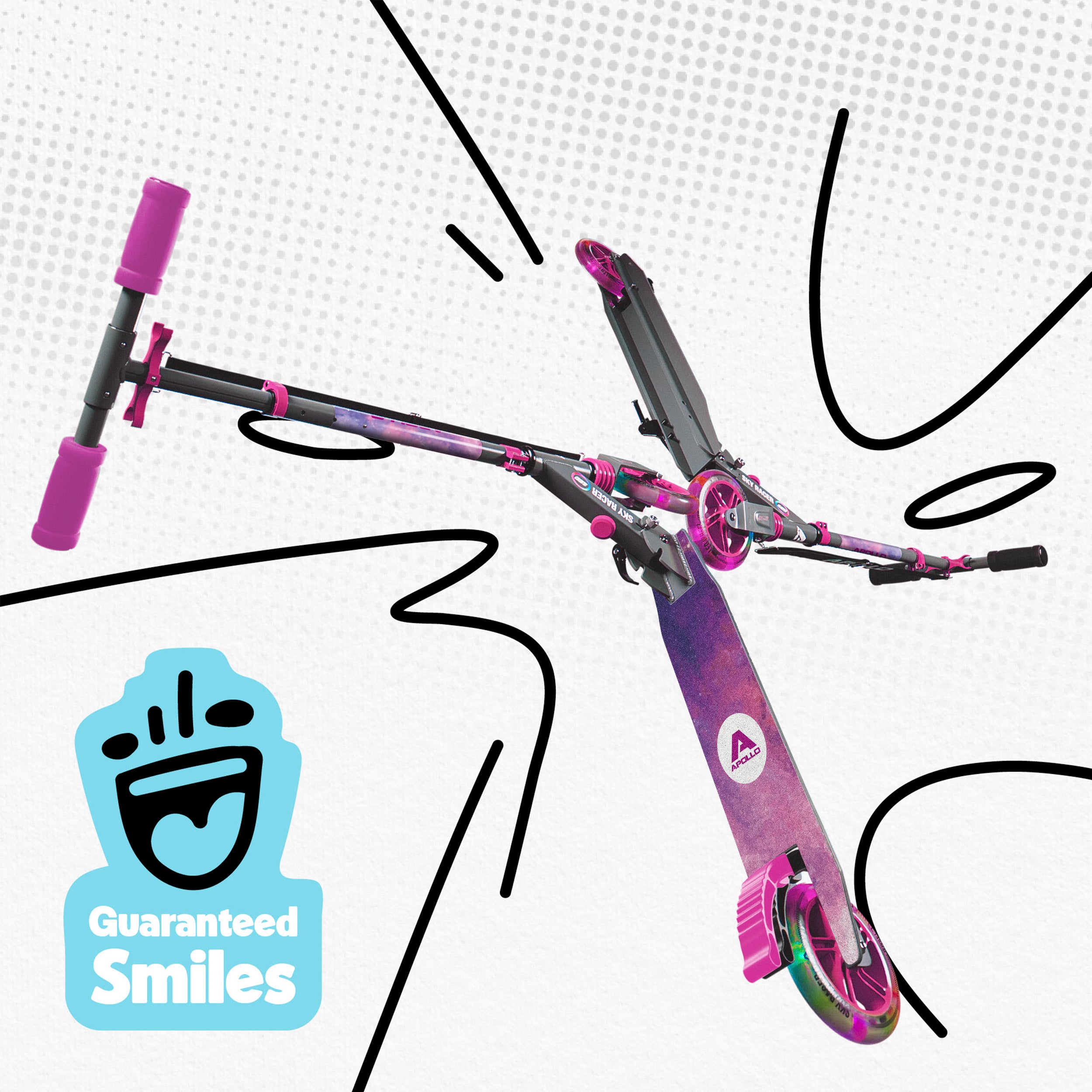 Apollo 145 mm City-Scooter met Vering "Skyracer" opvouwbaar en in hoogte verstelbaar Starlight