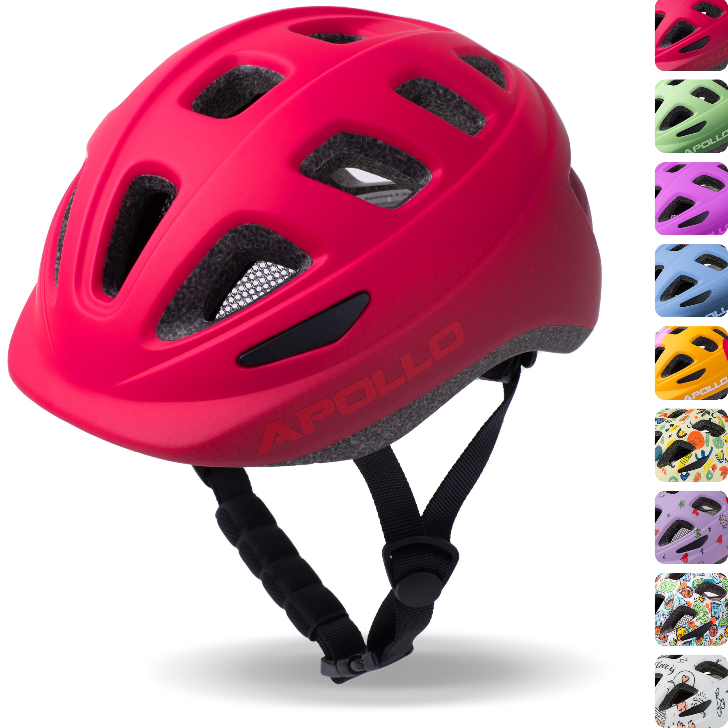 Apollo Kinder fietshelm, helm voor kinderen & tieners, multisport helm Red Fade