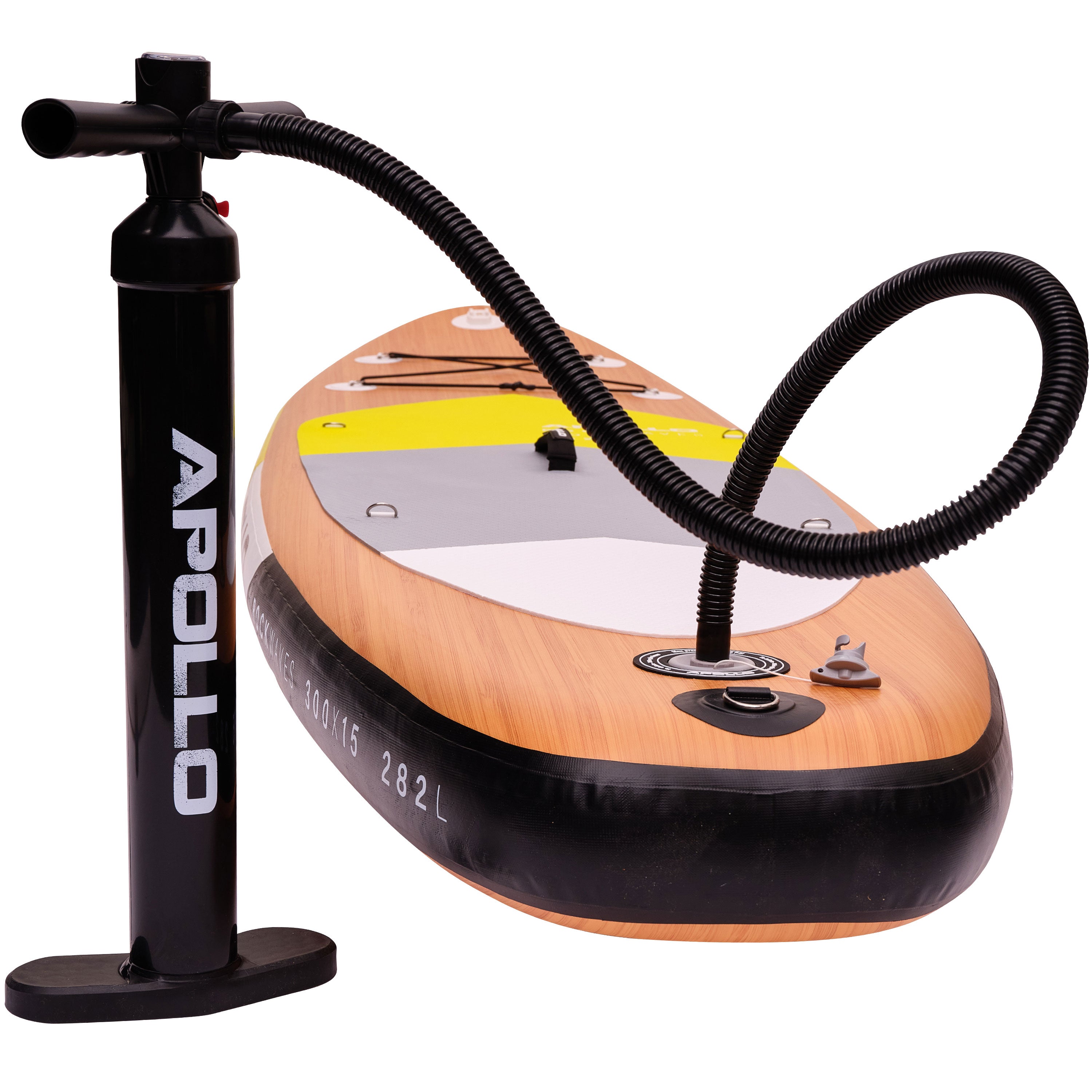 Apollo Funsport NL SUP Board 'Wood' 3m incl. SUP Peddel, Pomp en Reparatiekit Wood Geel