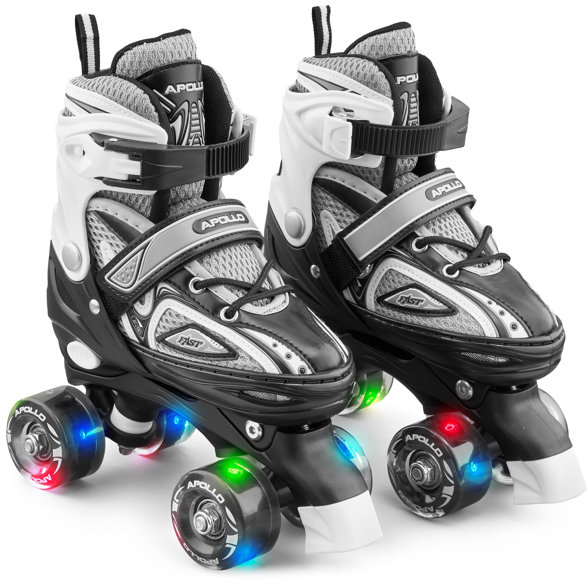 Apollo Verstelbare rolschaatsen 'Super Quads X Pro' maat 31-42, Zwart L (39-42)