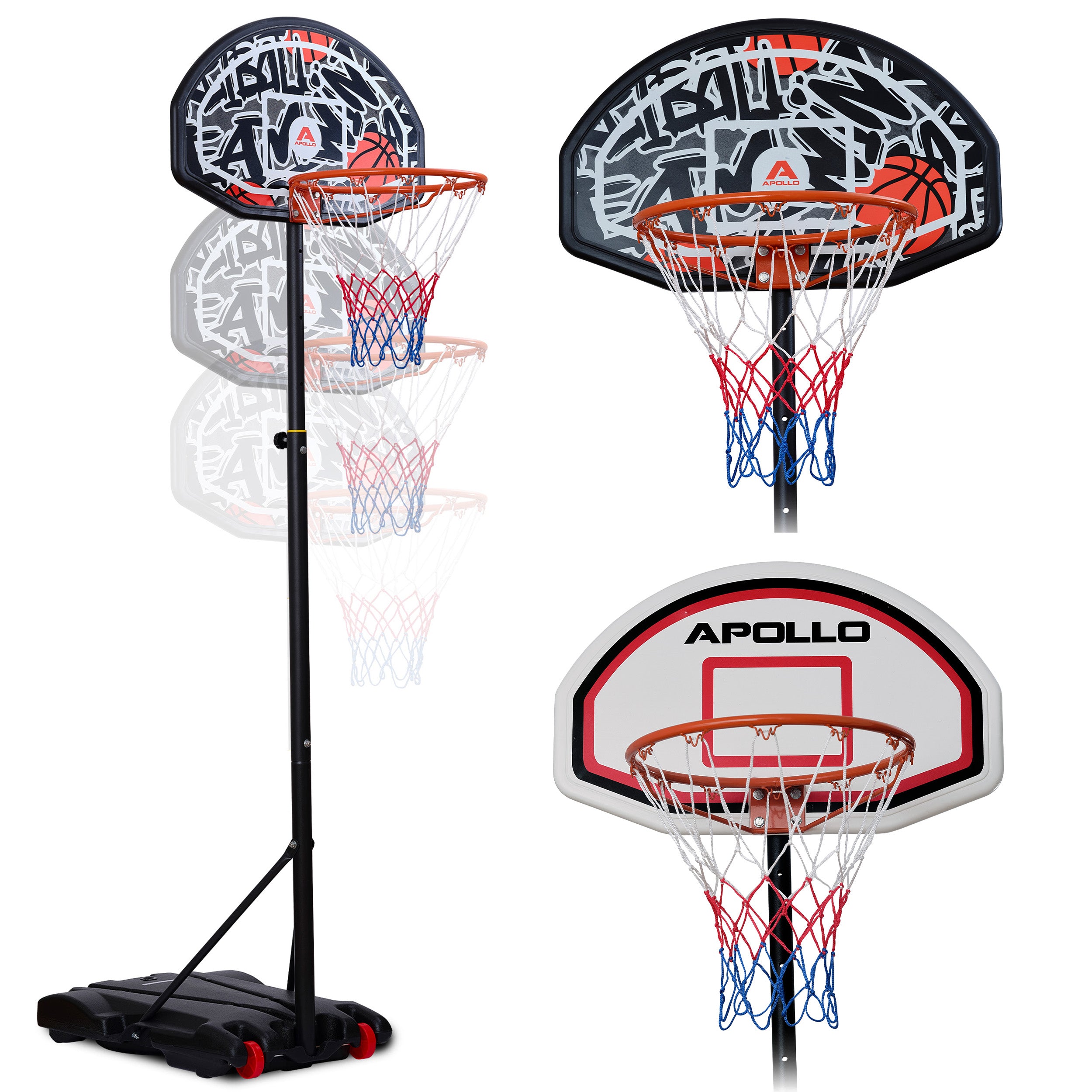 Apollo Basketbalring met standaard en wielen