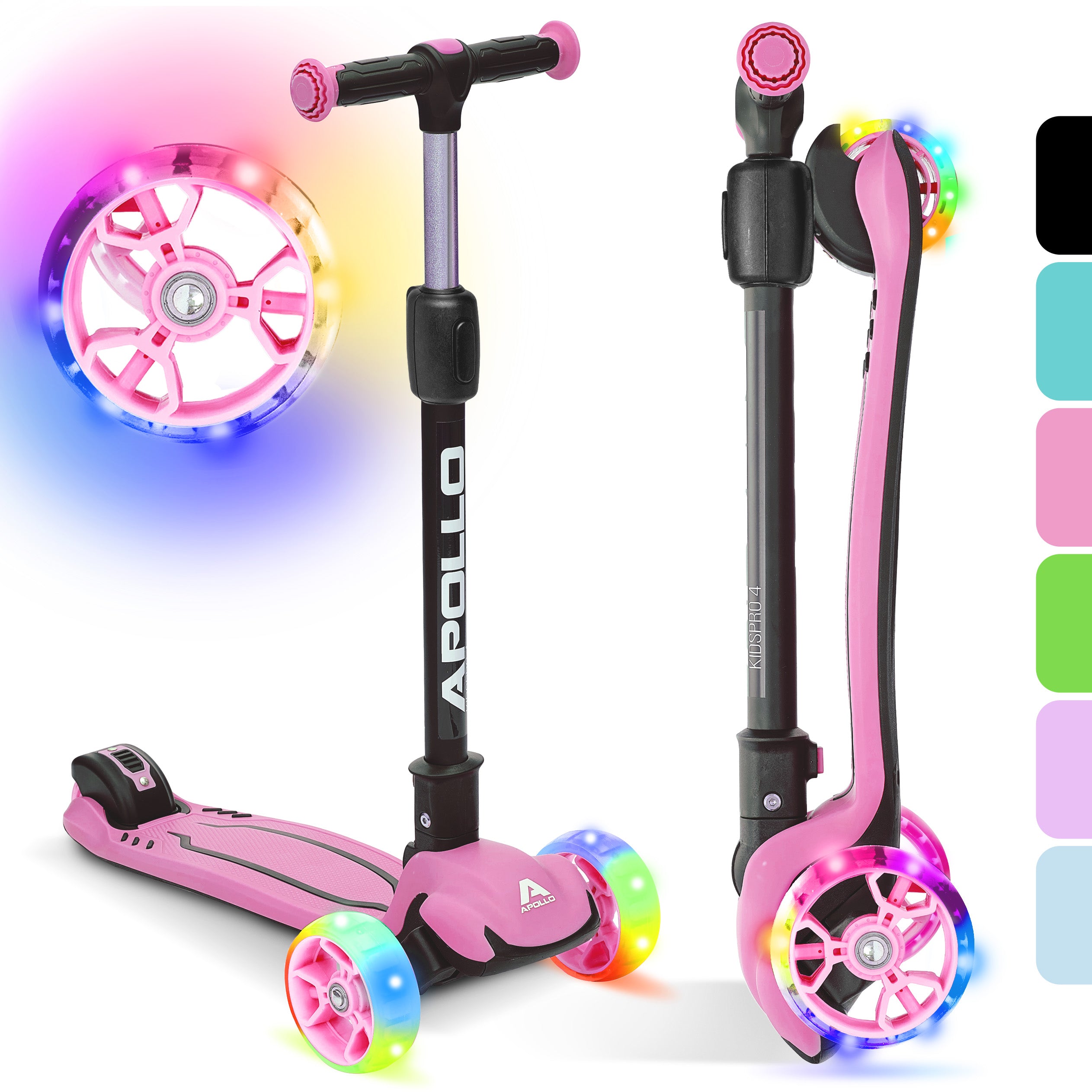 Apollo 'KidsPro 4' Opvouwbare Kinderstep met LED-Wielen Roze