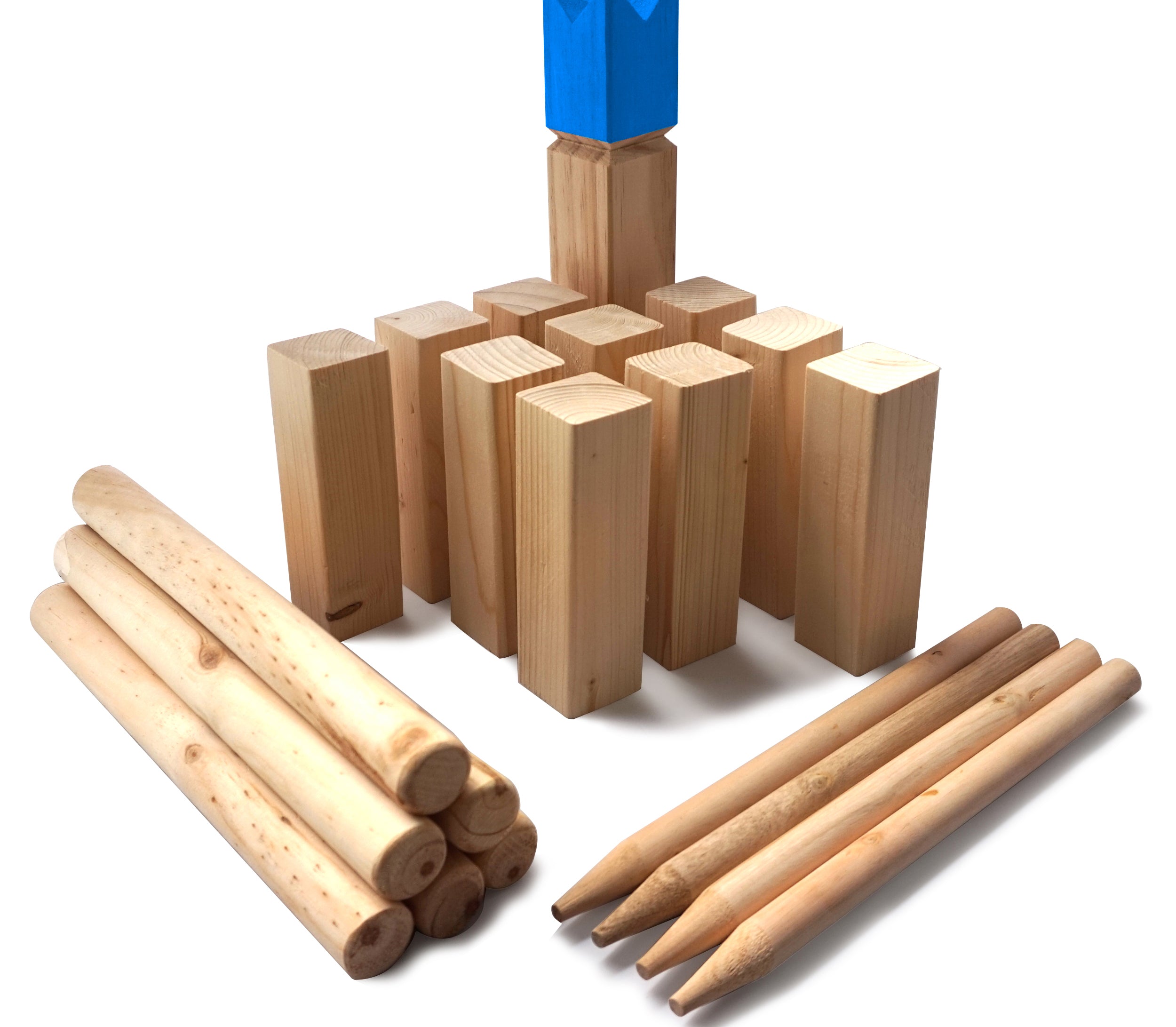 Ocean5 OCEAN5 Kubb - Origineel Viking werpspel, Houten schaak kegels spel Kubb - Blau - 30 x 5,2 cm (H B)