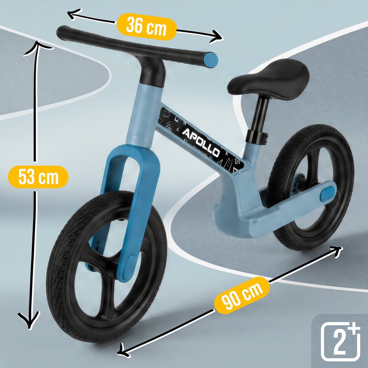 Apollo Funsport Nederland Trailbuddy LED loopfiets voor kinderen vanaf 2 jaar – 12 inch loopfiets met verlichting Blauw