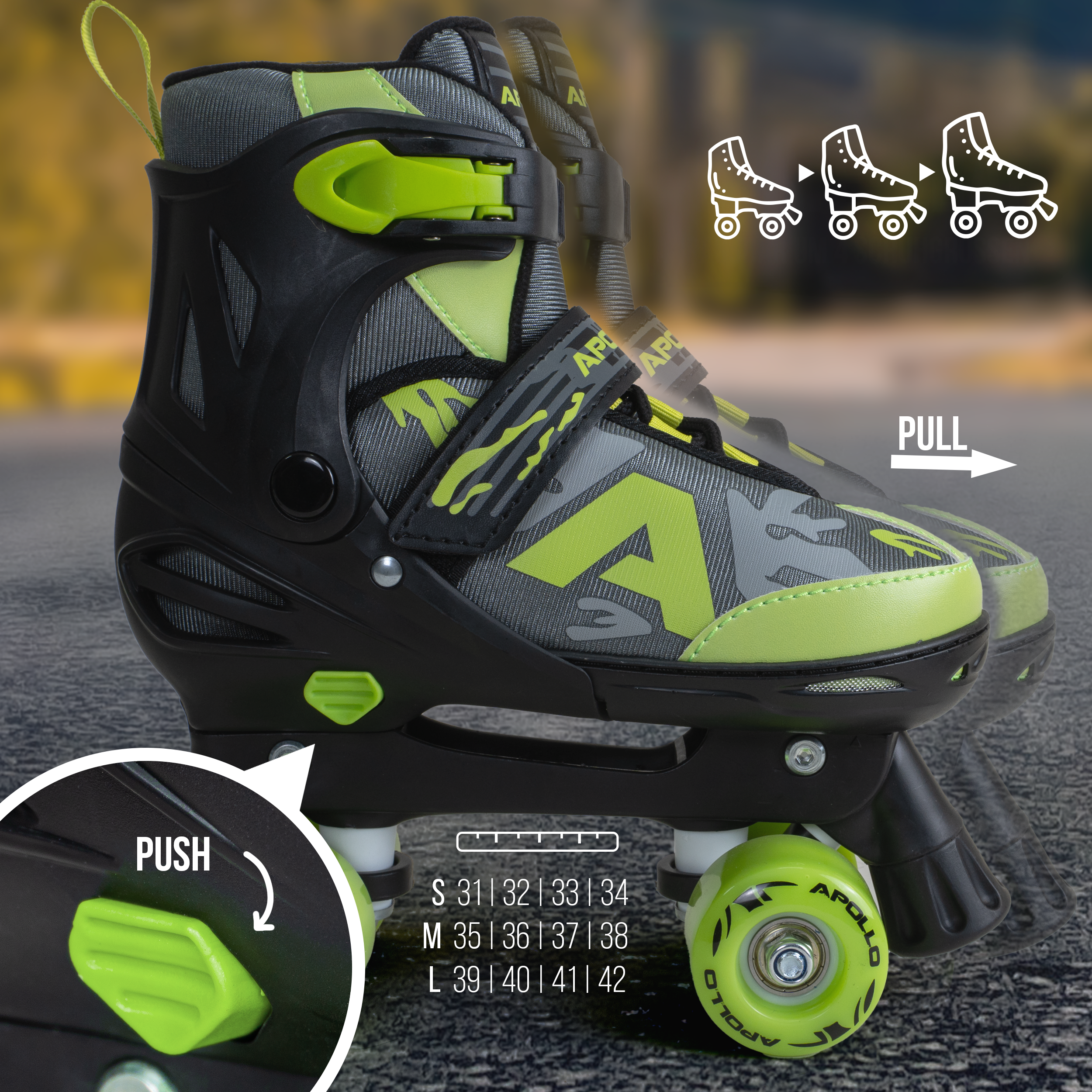 Apollo Funsport Nederland Apollo Champion Verstelbare Quad Skate - verstelbare rolschaatsen voor kinderen Groen