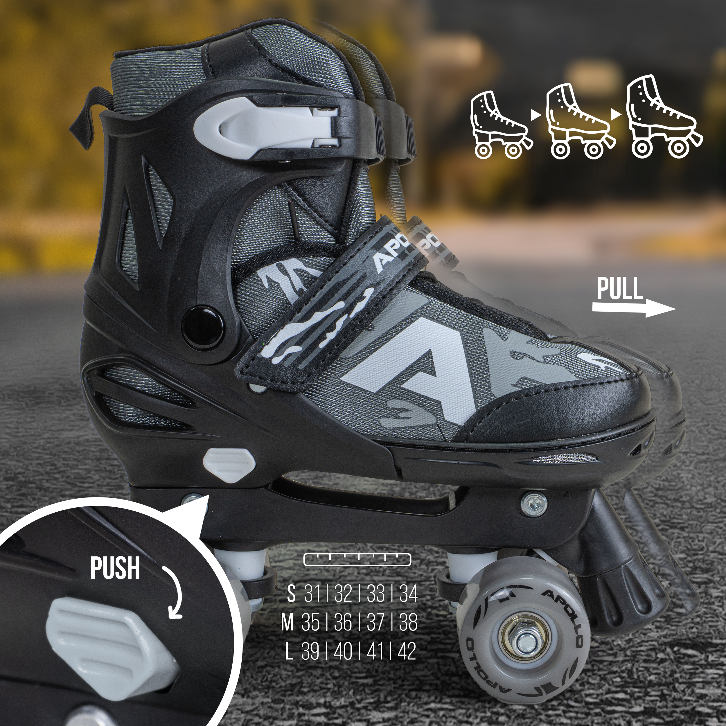Apollo Funsport Nederland Apollo Champion Verstelbare Quad Skate - verstelbare rolschaatsen voor kinderen Zwart