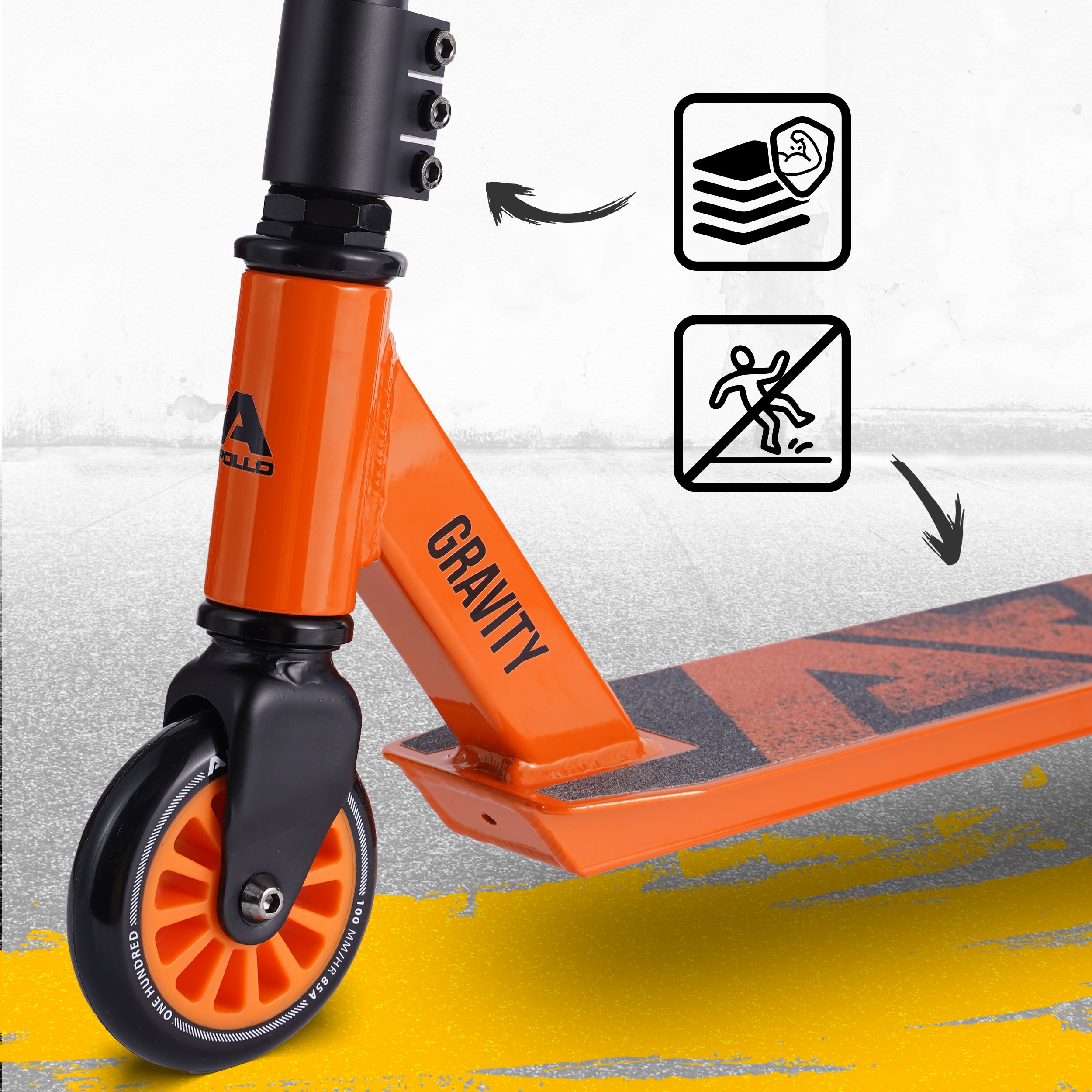 Apollo Funsport NL Stunt Scooter Gravity - Leuke step voor kinderen en tieners Oranje