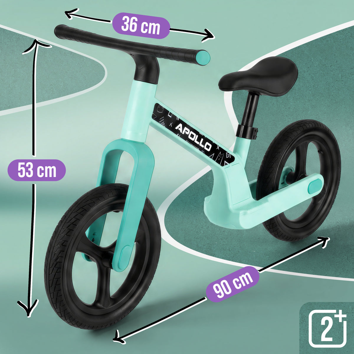 Apollo Funsport Nederland Trailbuddy LED loopfiets voor kinderen vanaf 2 jaar – 12 inch loopfiets met verlichting Mint