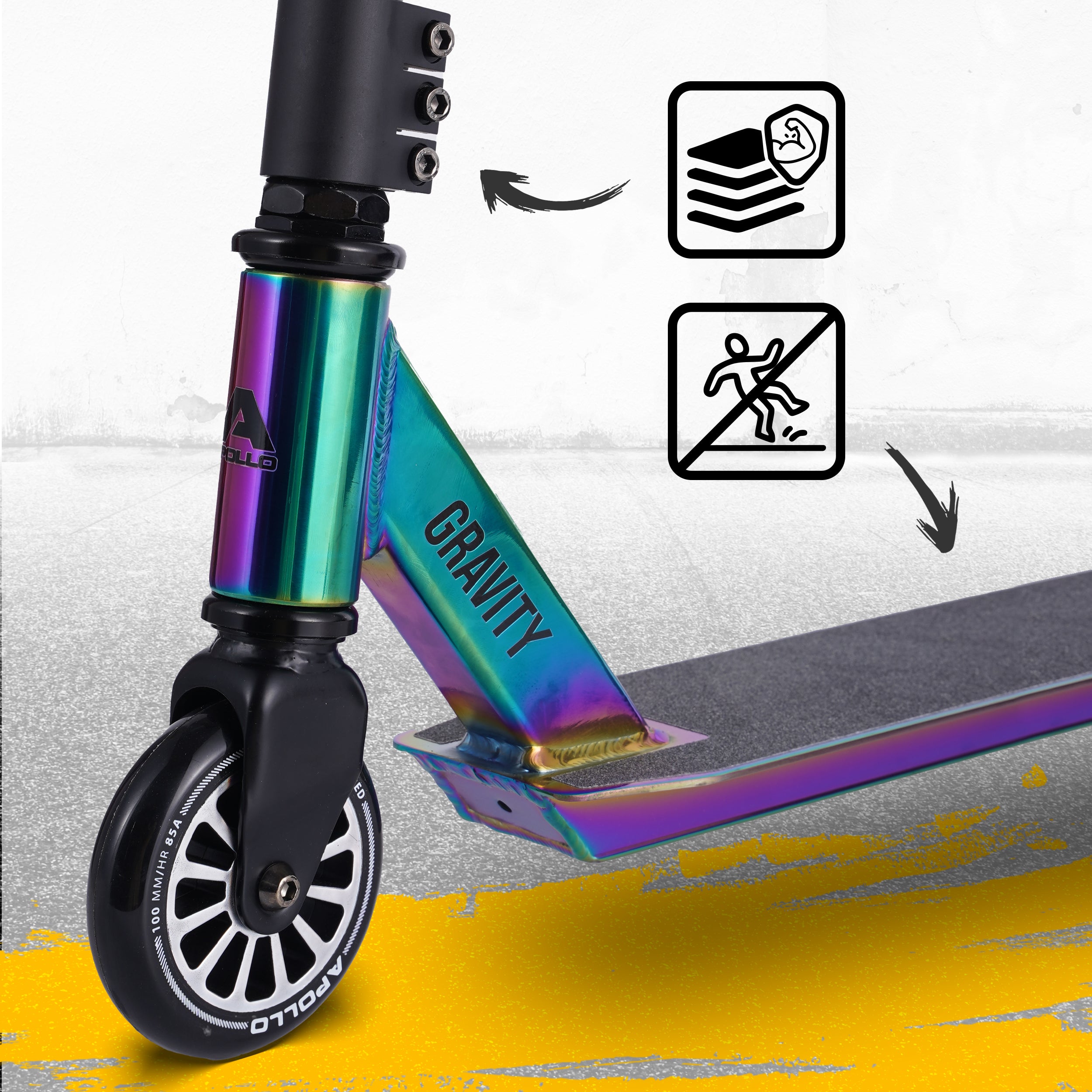 Apollo Funsport NL Stunt Scooter Gravity - Leuke step voor kinderen en tieners Regenboog