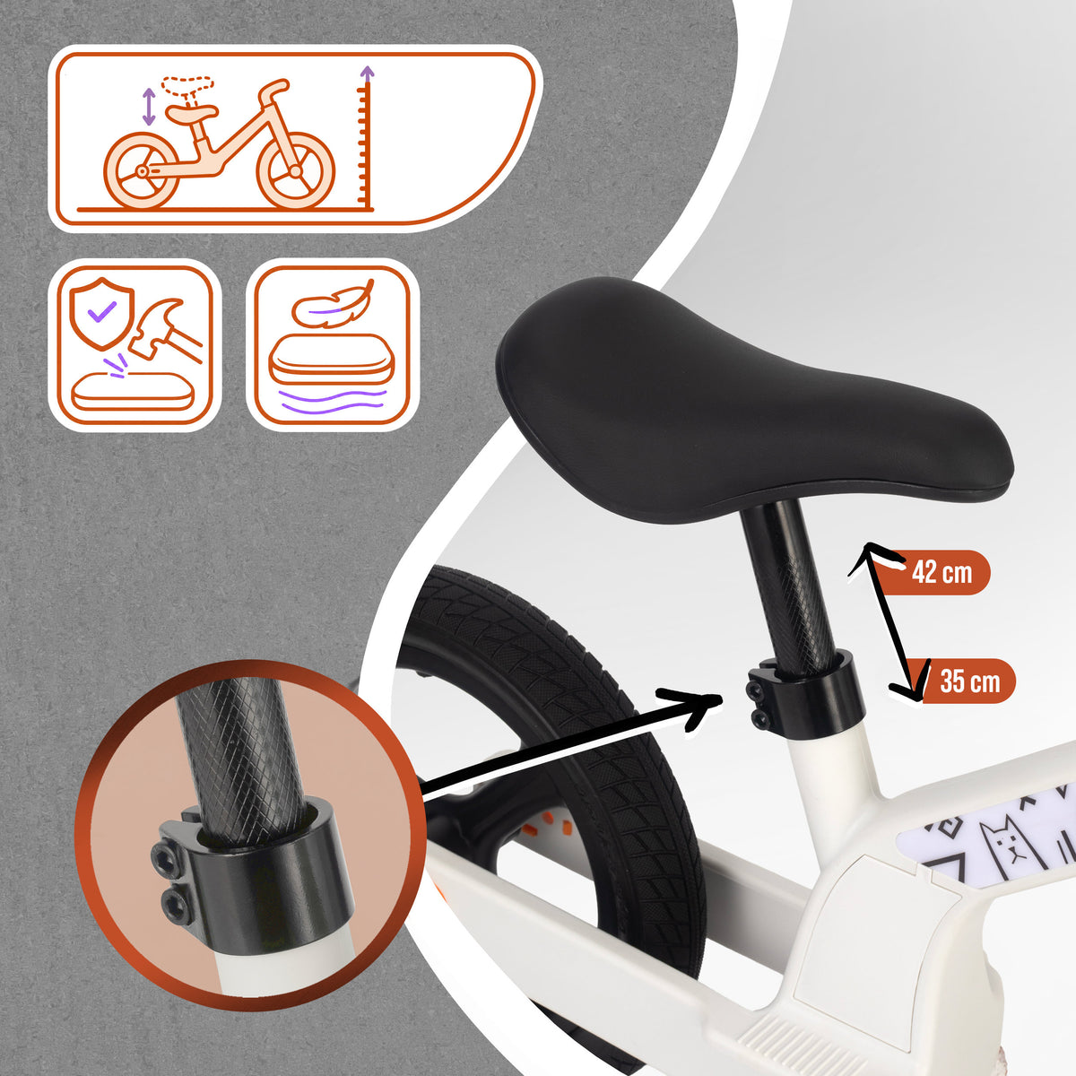 Apollo Funsport Nederland Trailbuddy LED loopfiets voor kinderen vanaf 2 jaar – 12 inch loopfiets met verlichting Wit