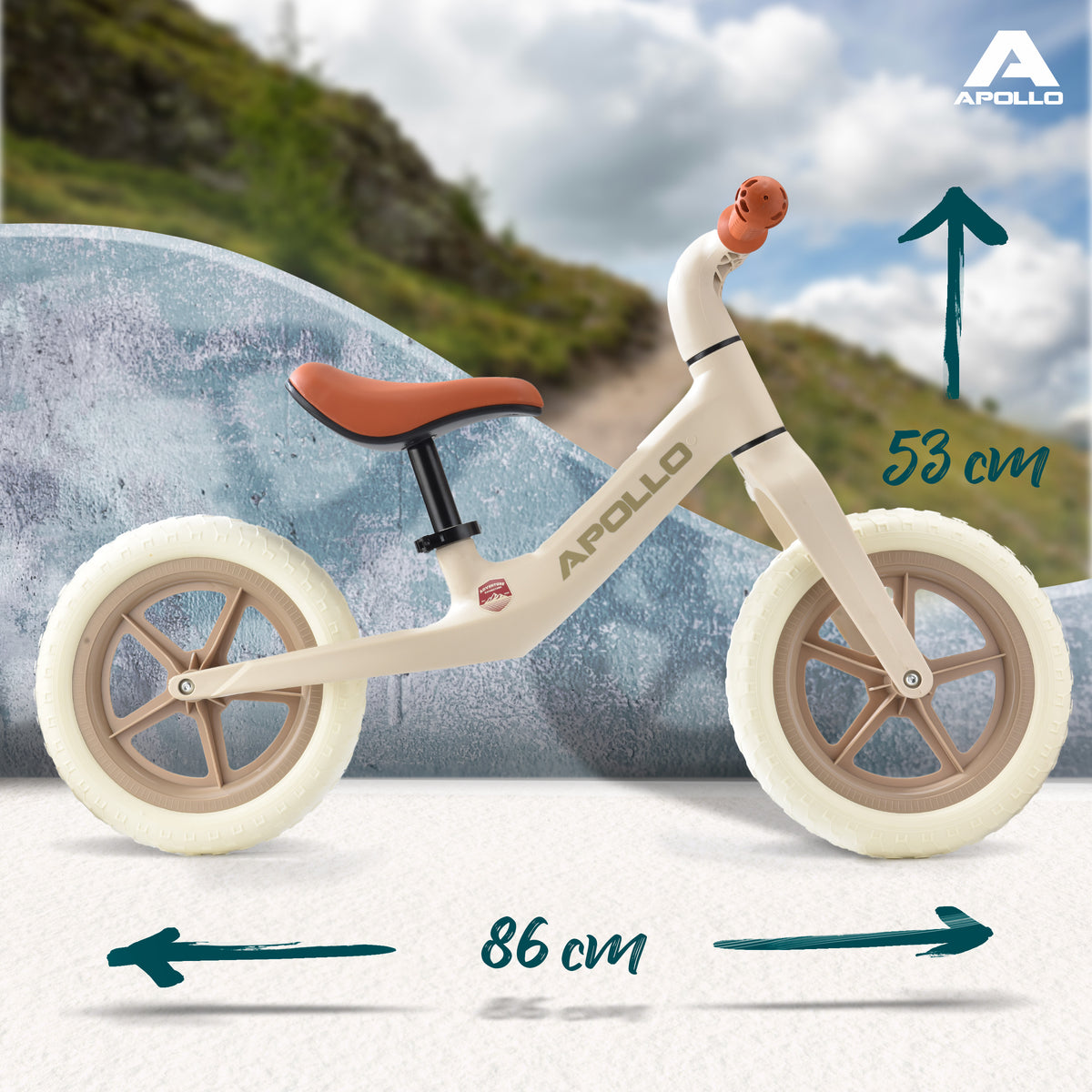 Apollo Funsport Nederland Trailbuddy loopfiets vanaf 2 jaar – 12 inch kinderloopfiets Beige