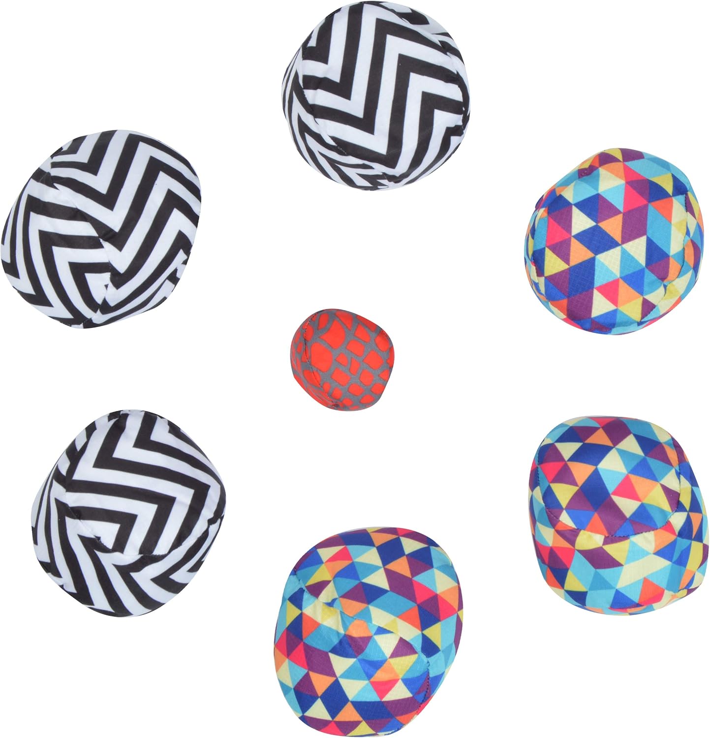 Apollo Funsport Nederland Ocean 5 Extreme Boule – Set van zachte boules Triangel ZicZac - Kleur: zwart wit