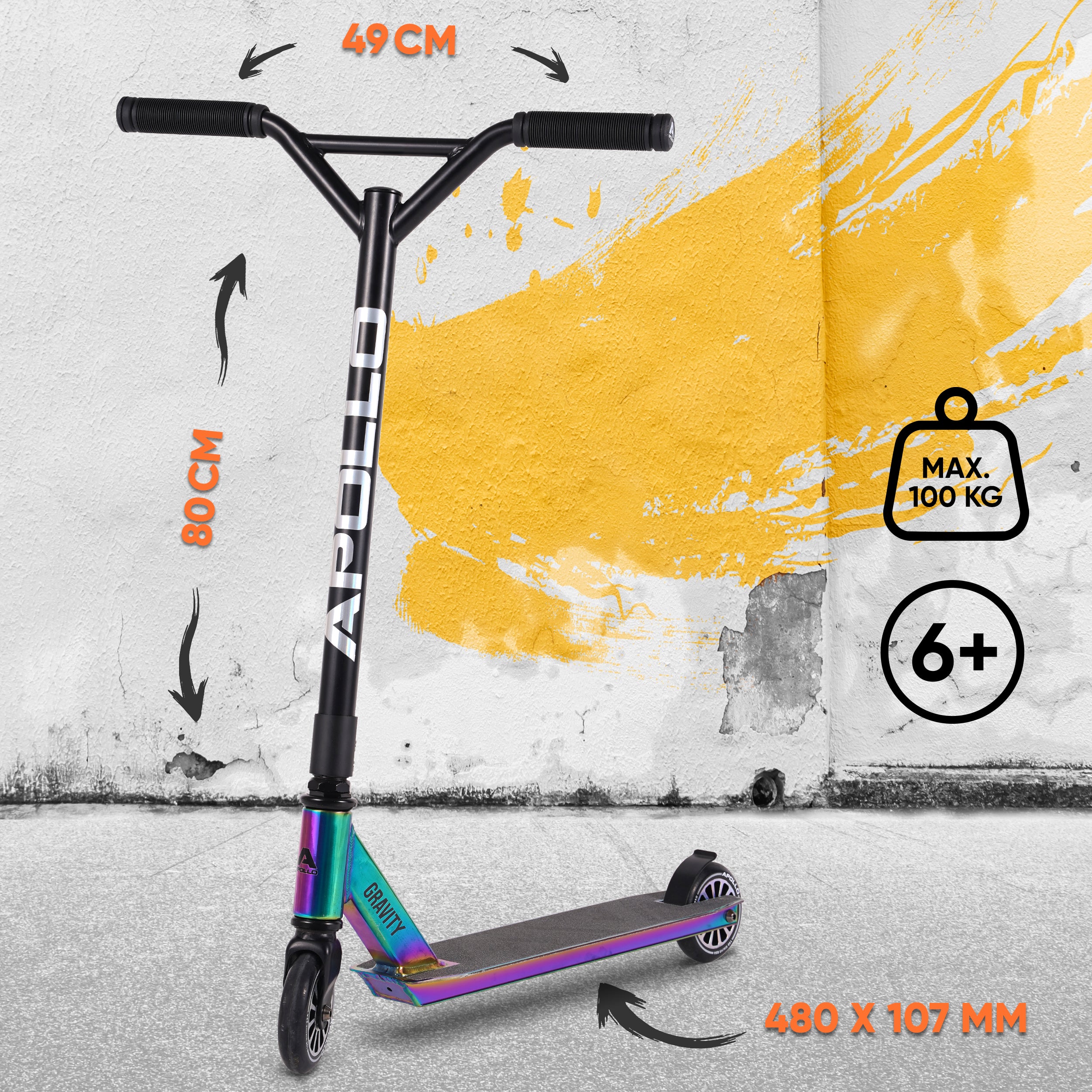 Apollo Funsport NL Stunt Scooter Gravity - Leuke step voor kinderen en tieners Regenboog