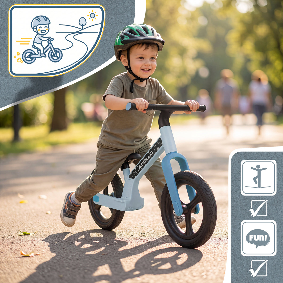 Apollo Funsport Nederland Trailbuddy LED loopfiets voor kinderen vanaf 2 jaar – 12 inch loopfiets met verlichting Blauw