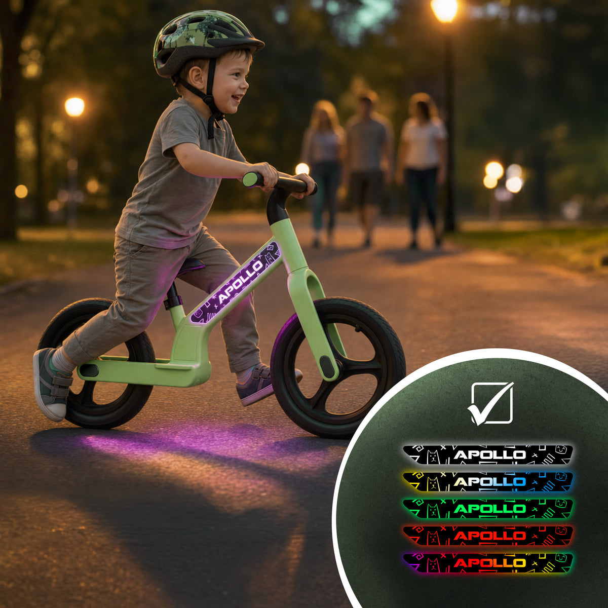 Apollo Funsport Nederland Trailbuddy LED loopfiets voor kinderen vanaf 2 jaar – 12 inch loopfiets met verlichting Groen