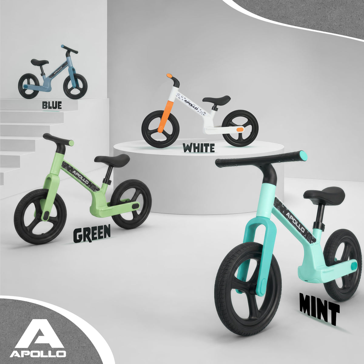 Apollo Funsport Nederland Trailbuddy LED loopfiets voor kinderen vanaf 2 jaar – 12 inch loopfiets met verlichting Wit