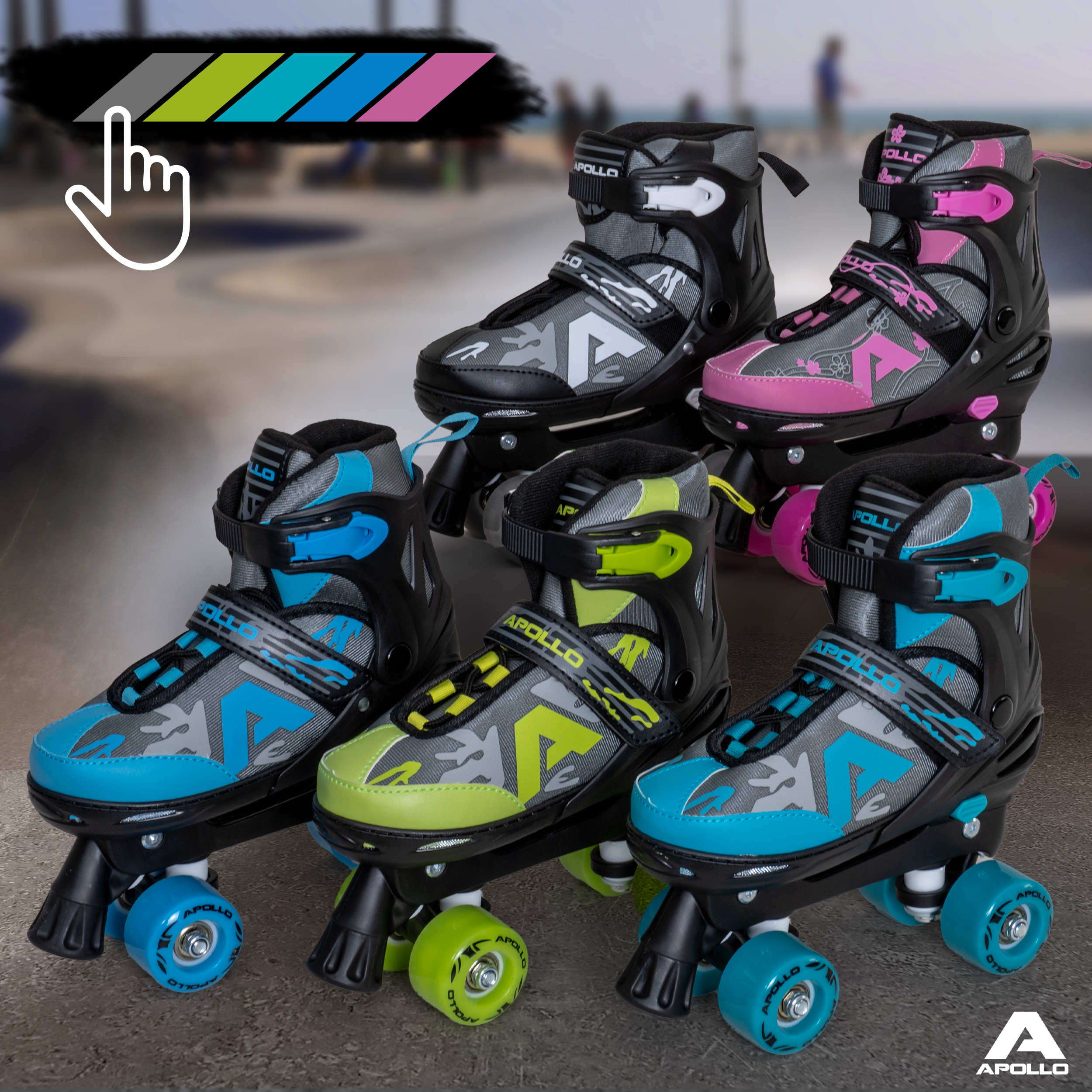 Apollo Funsport Nederland Apollo Champion Verstelbare Quad Skate - verstelbare rolschaatsen voor kinderen Zwart