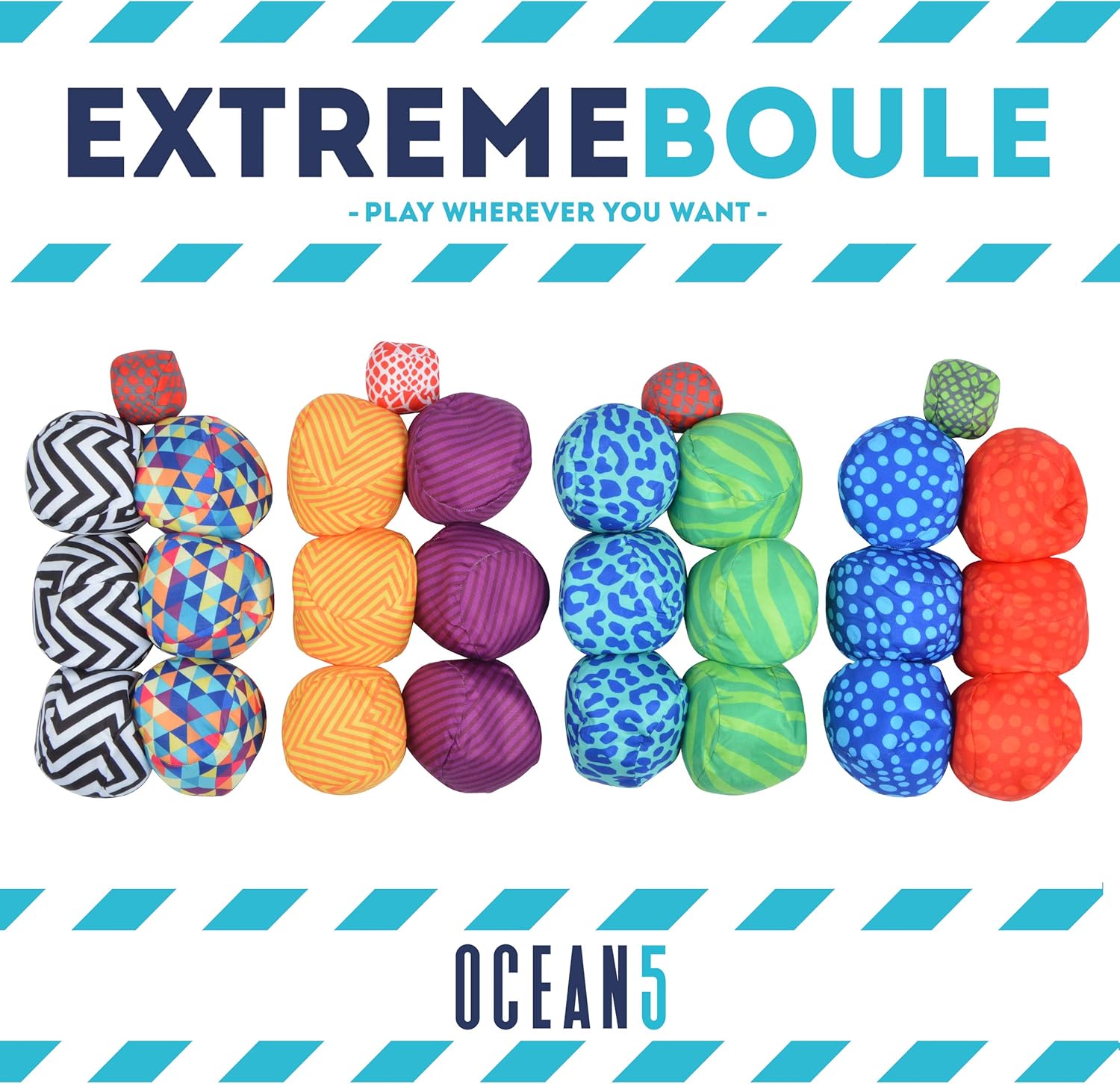 Apollo Funsport Nederland Ocean 5 Extreme Boule – Set van zachte boules Dots - Kleur: rood blauw