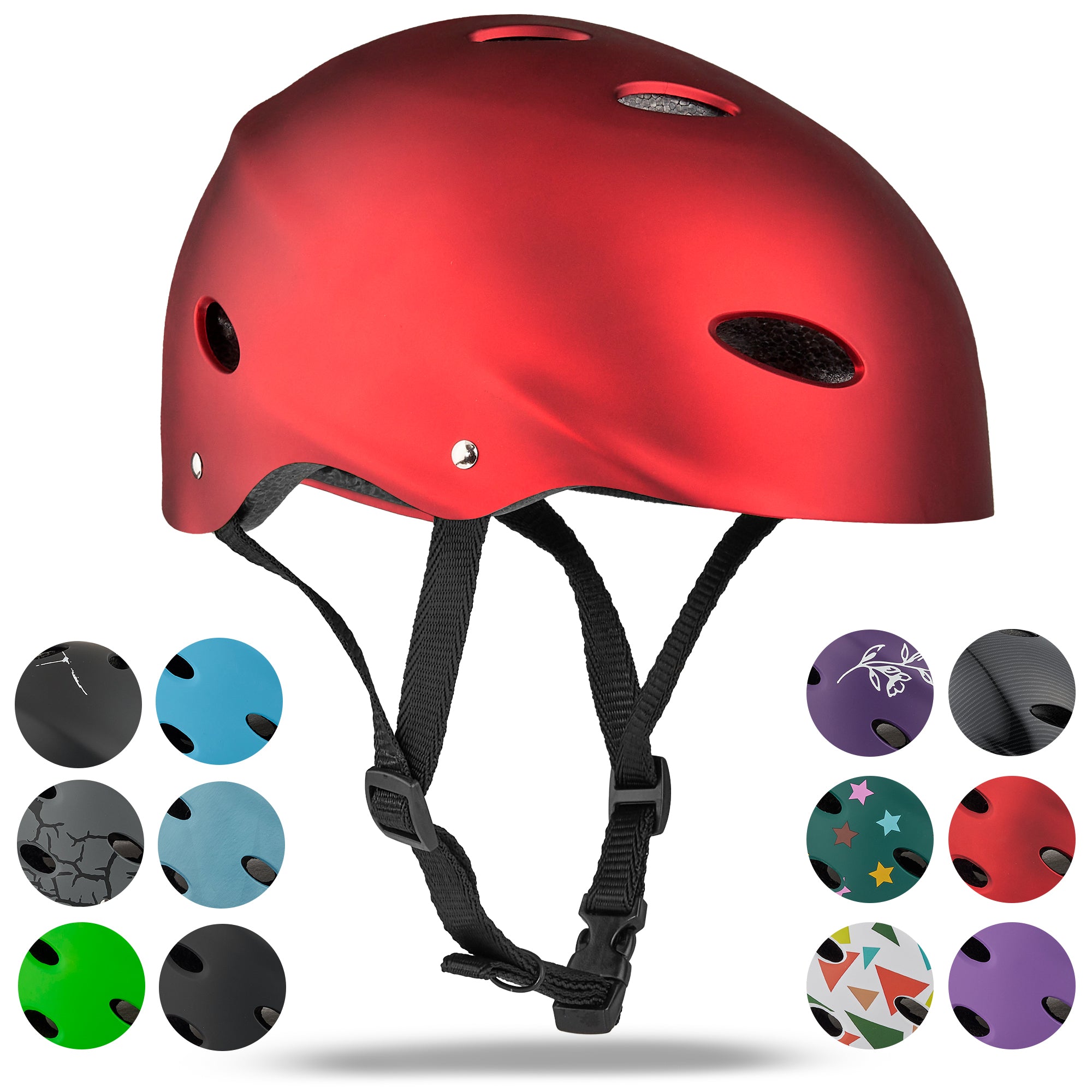 Apollo Skate Helm Fietshelm - Verstelbare Skateboard, Scooter, BMX Helm Liquid Red