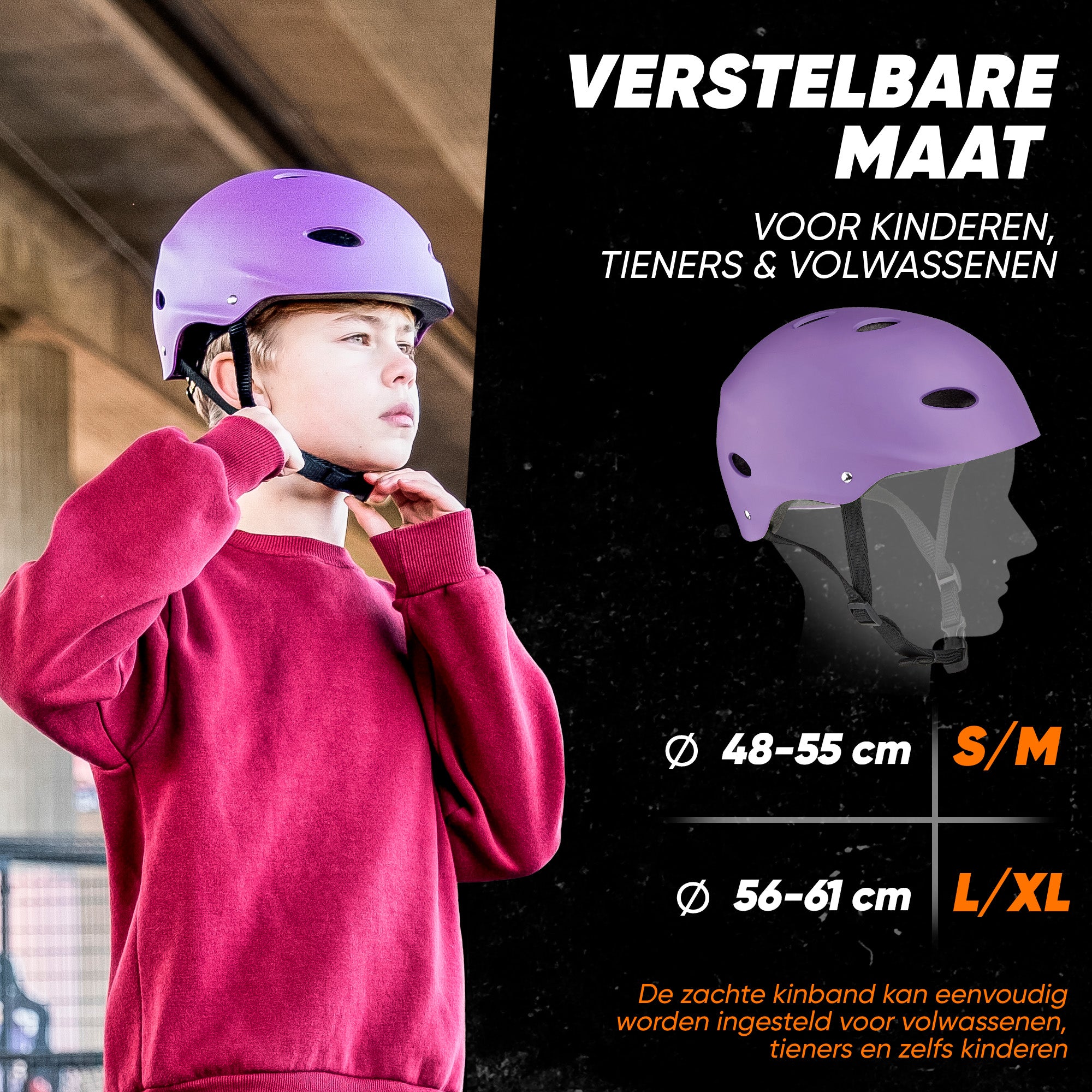 Apollo Skate Helm Fietshelm - Verstelbare Skateboard, Scooter, BMX Helm Paars