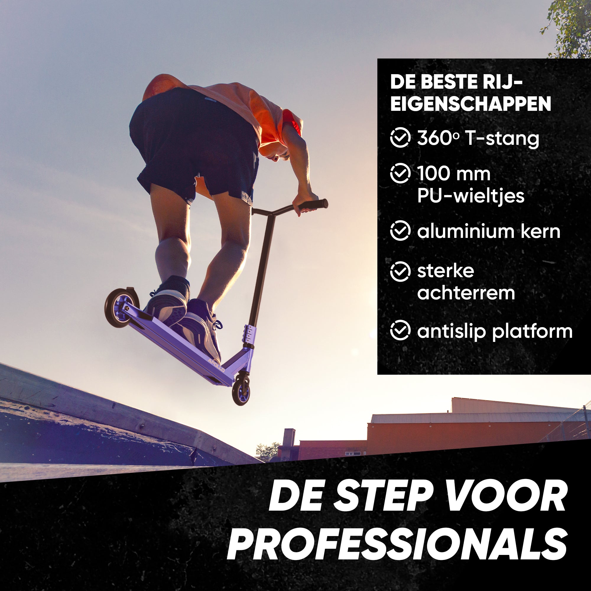 Apollo Stunt Scooter - Star Pro - HighQuality eloxierter Profi Stunt Scooter Schwarz