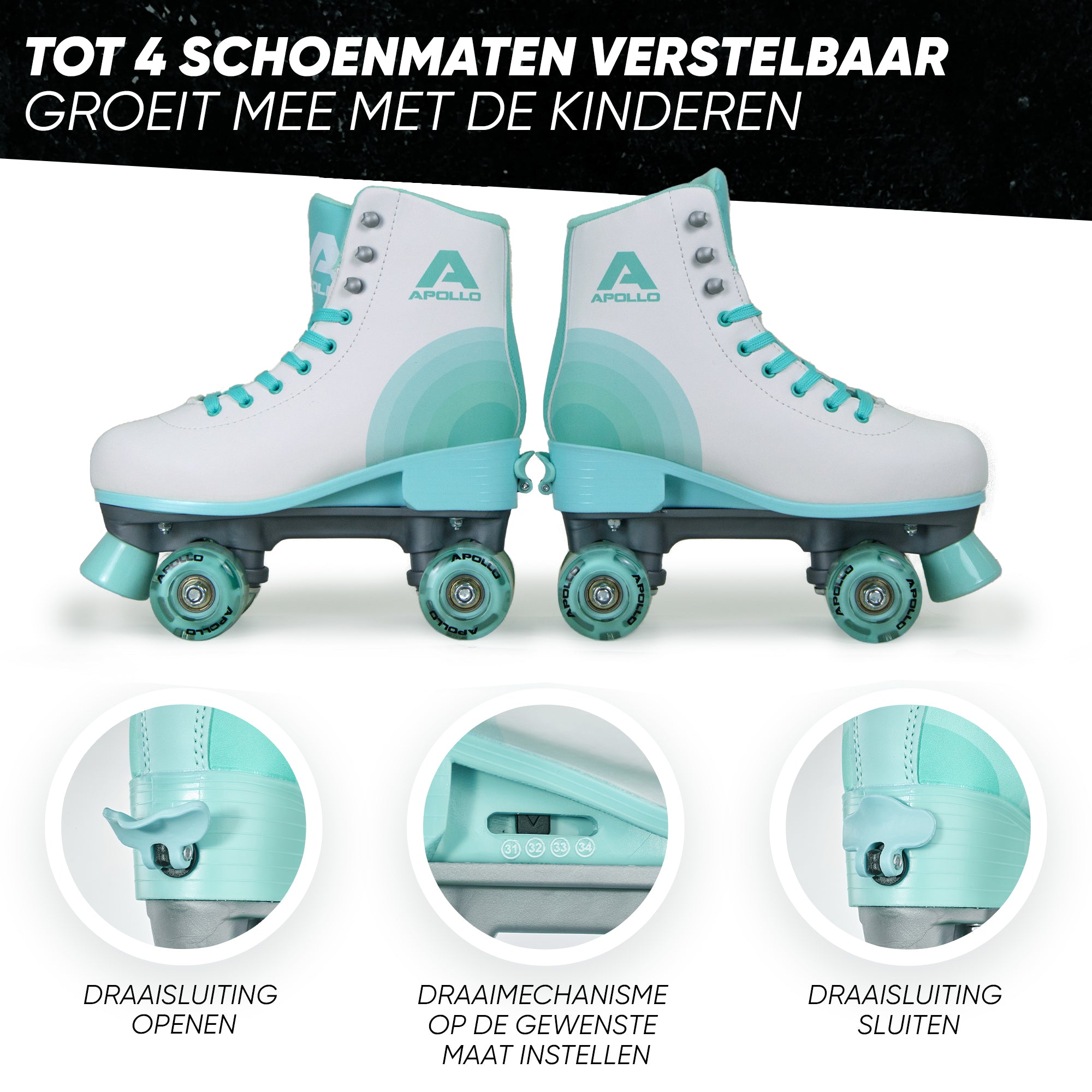 Apollo Disco Klassieke rolschaatsen voor kinderen en volwassenen - Disco Time LED L (39-42)