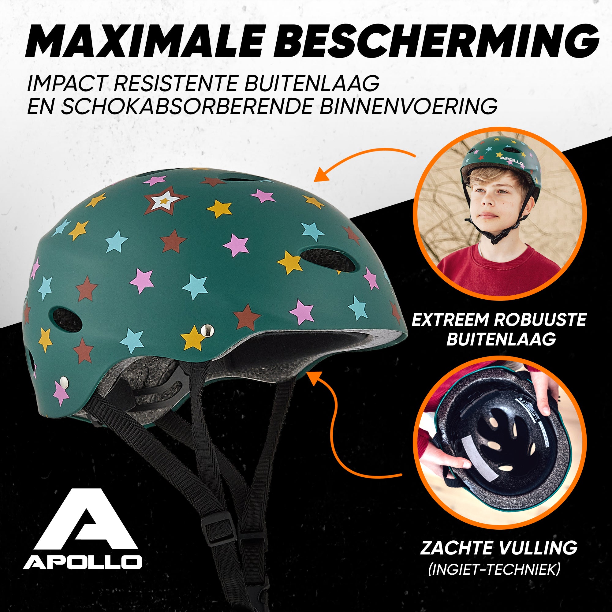 Apollo Skate Helm Fietshelm - Verstelbare Skateboard, Scooter, BMX Helm Blue Wave