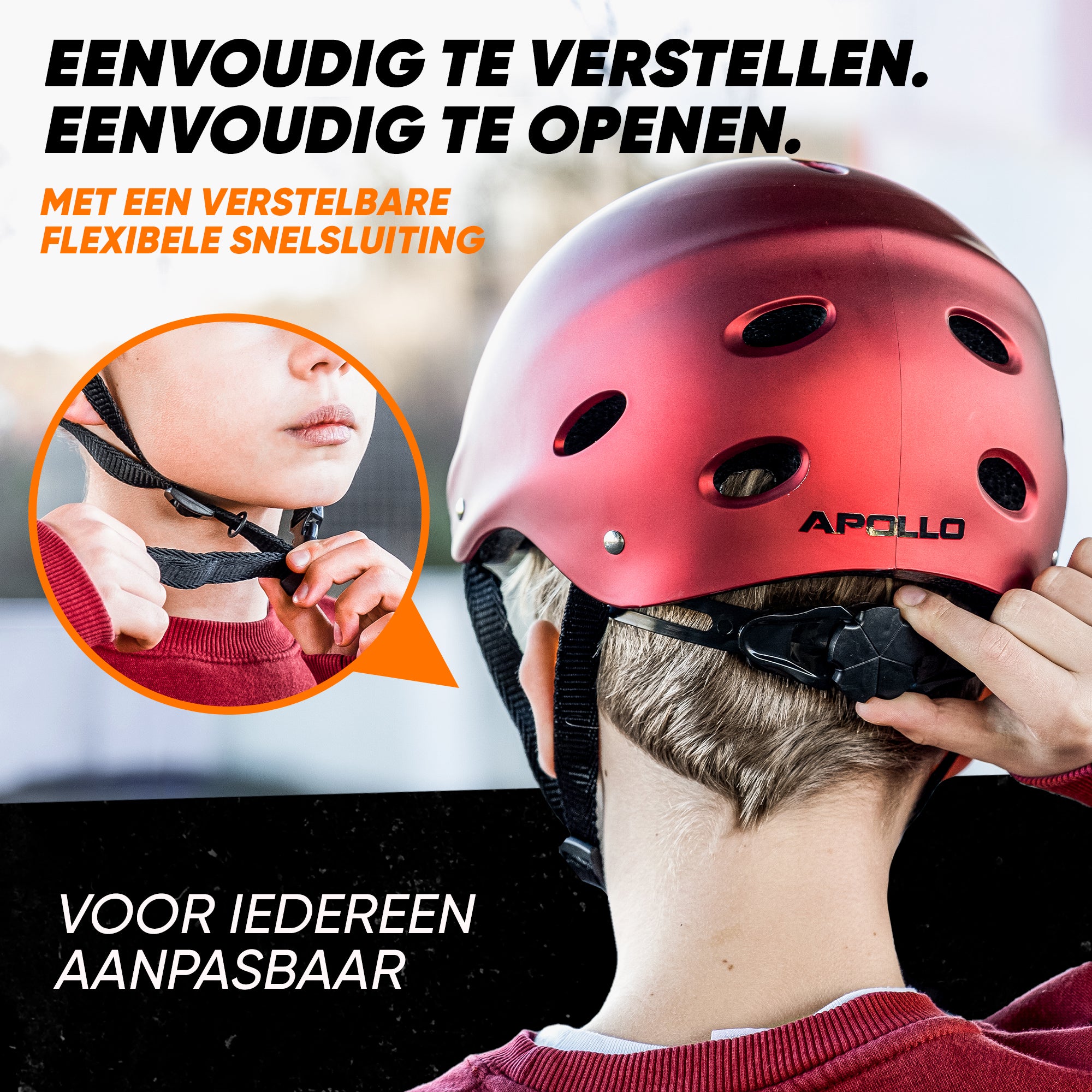 Apollo Skate Helm Fietshelm - Verstelbare Skateboard, Scooter, BMX Helm Liquid Red