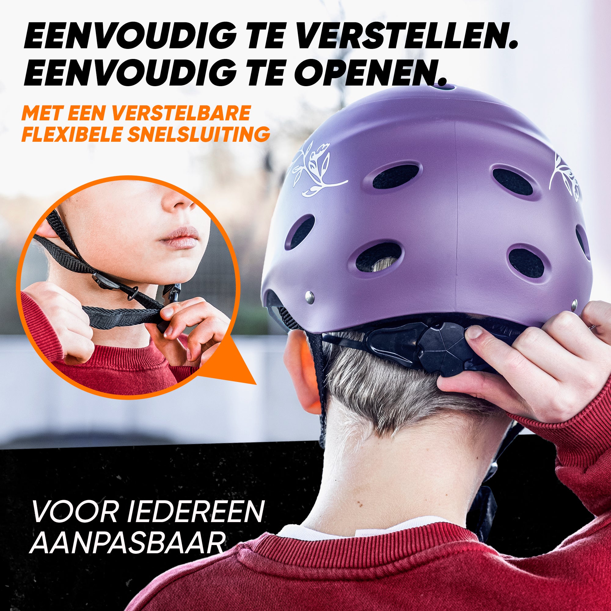 Apollo Skate Helm Fietshelm - Verstelbare Skateboard, Scooter, BMX Helm Purple Flower