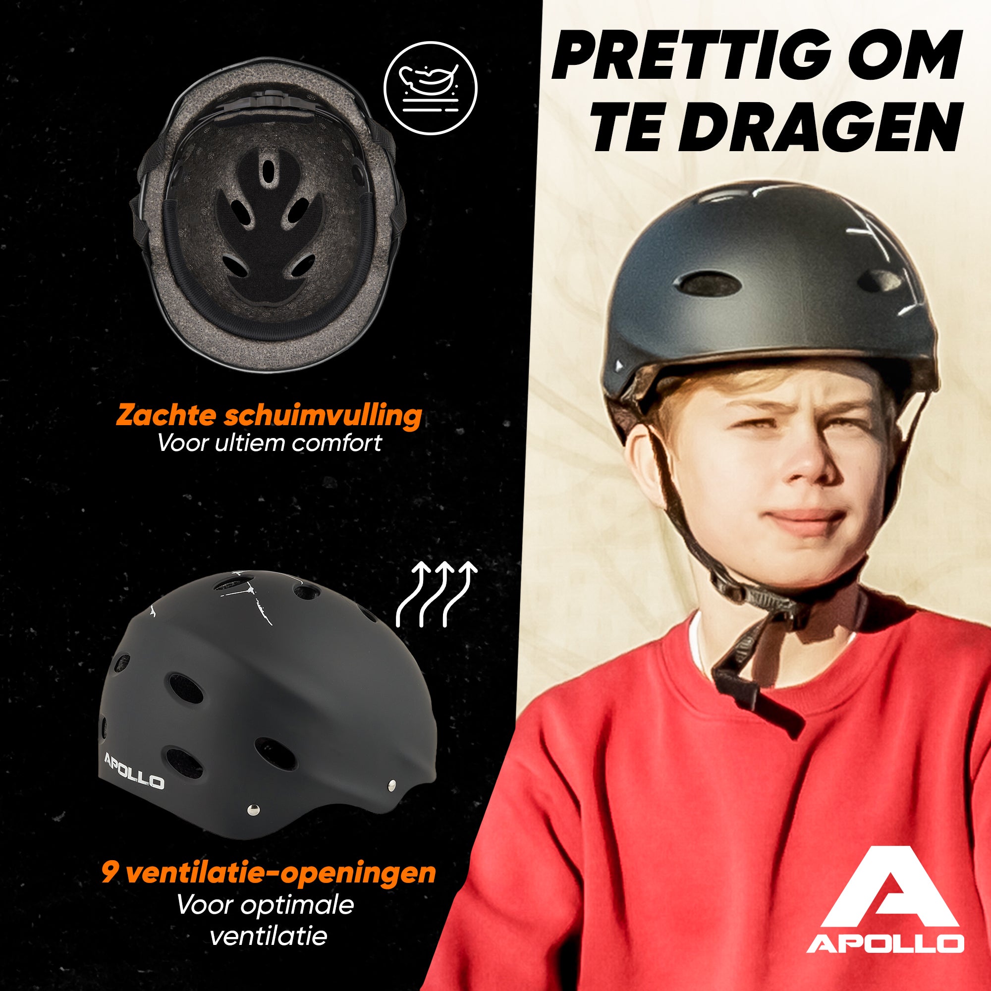 Apollo Skate Helm Fietshelm - Verstelbare Skateboard, Scooter, BMX Helm Broken