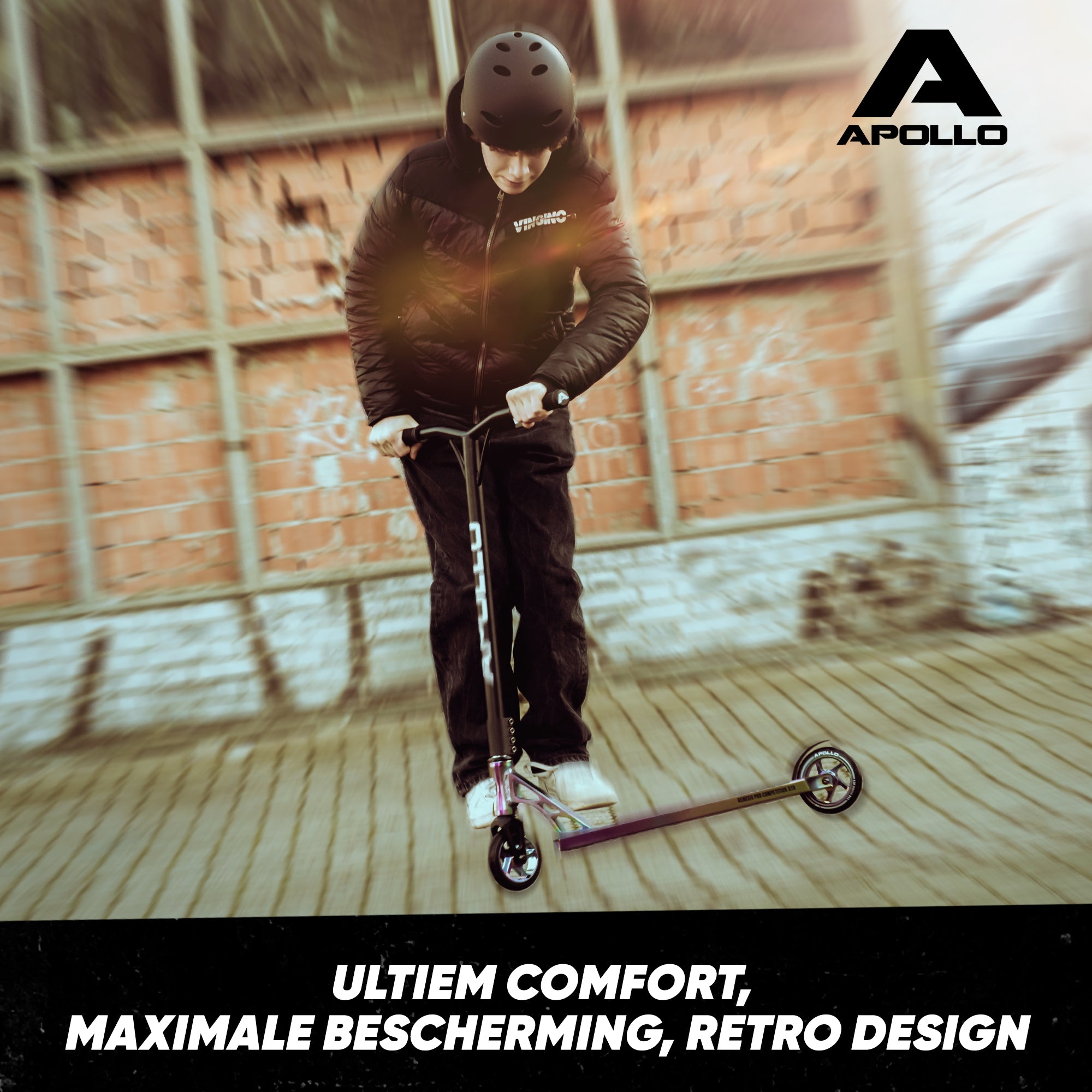 Apollo Skate Helm Fietshelm - Verstelbare Skateboard, Scooter, BMX Helm Zwart