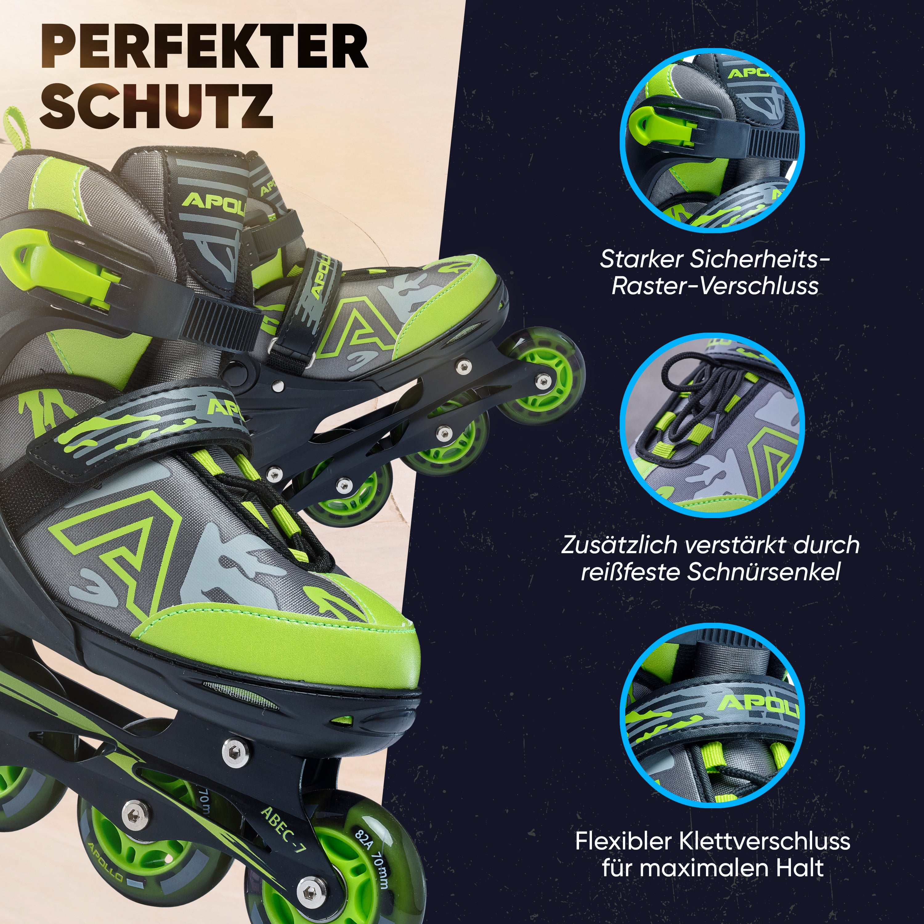 Apollo Apollo Champion, größenverstellbare Inline Skate - Grün - Größe L (39-42)